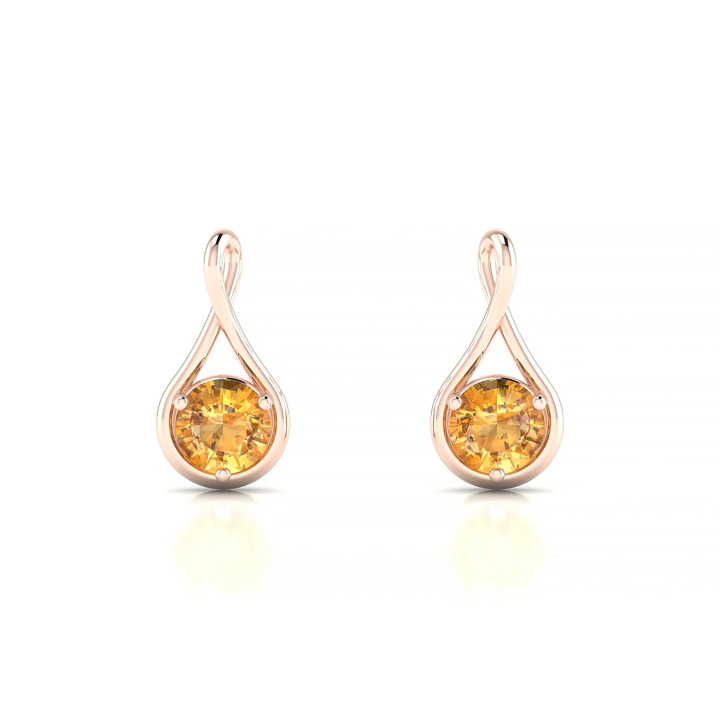Loop | 18k Rose Gold 4.5 mm Round Citrine Earrings