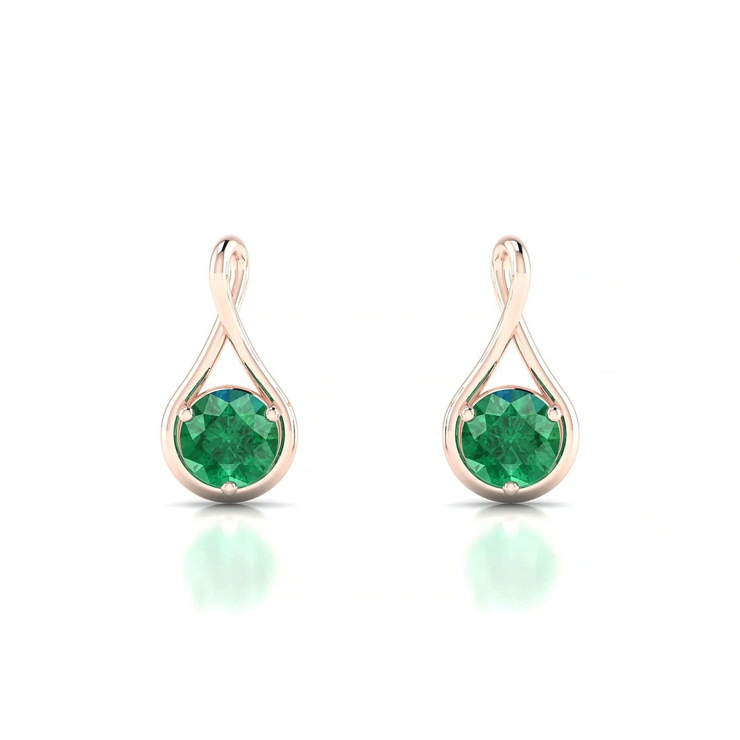 Loop | 18k Rose Gold 4.5 mm Round Emerald Earrings