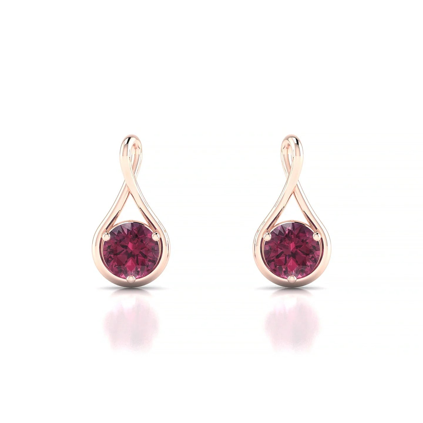 Loop | 18k Rose Gold 4.5 mm Round Rhodolite Earrings