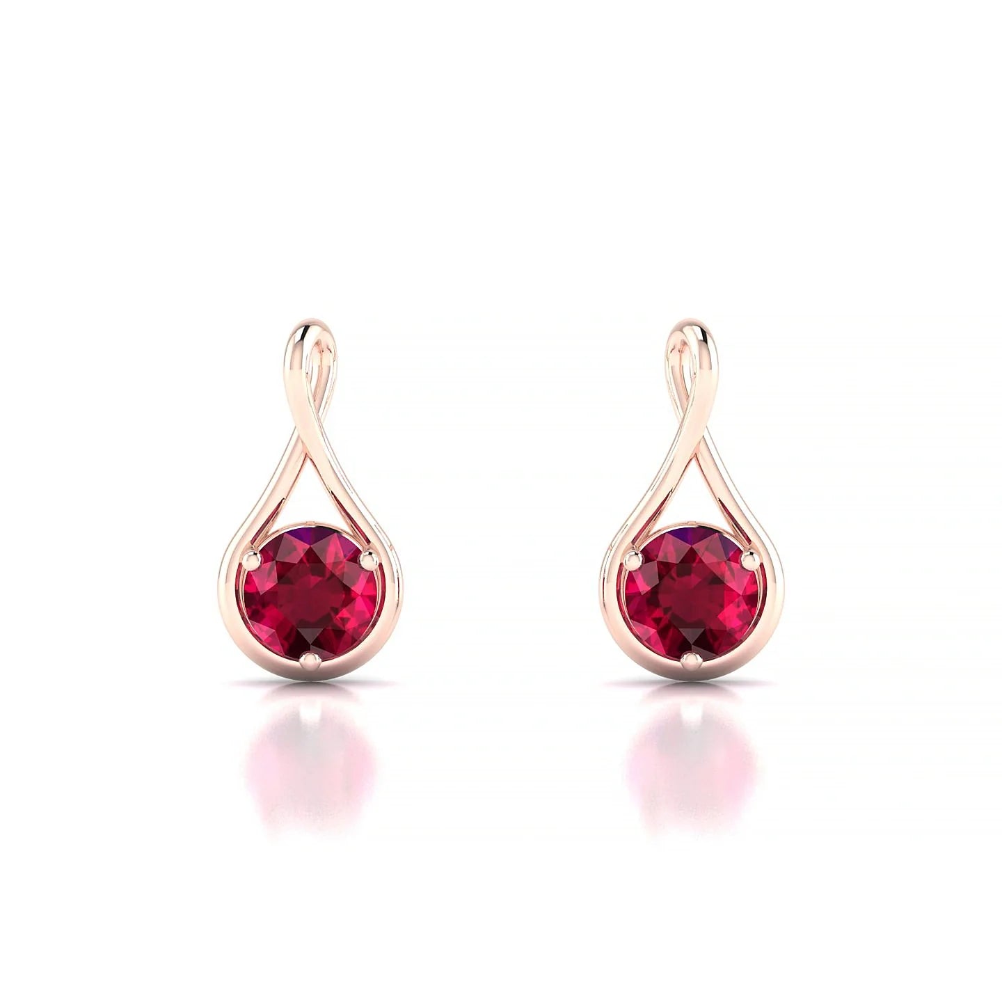Loop | 18k Rose Gold 4.5 mm Round Ruby Earrings