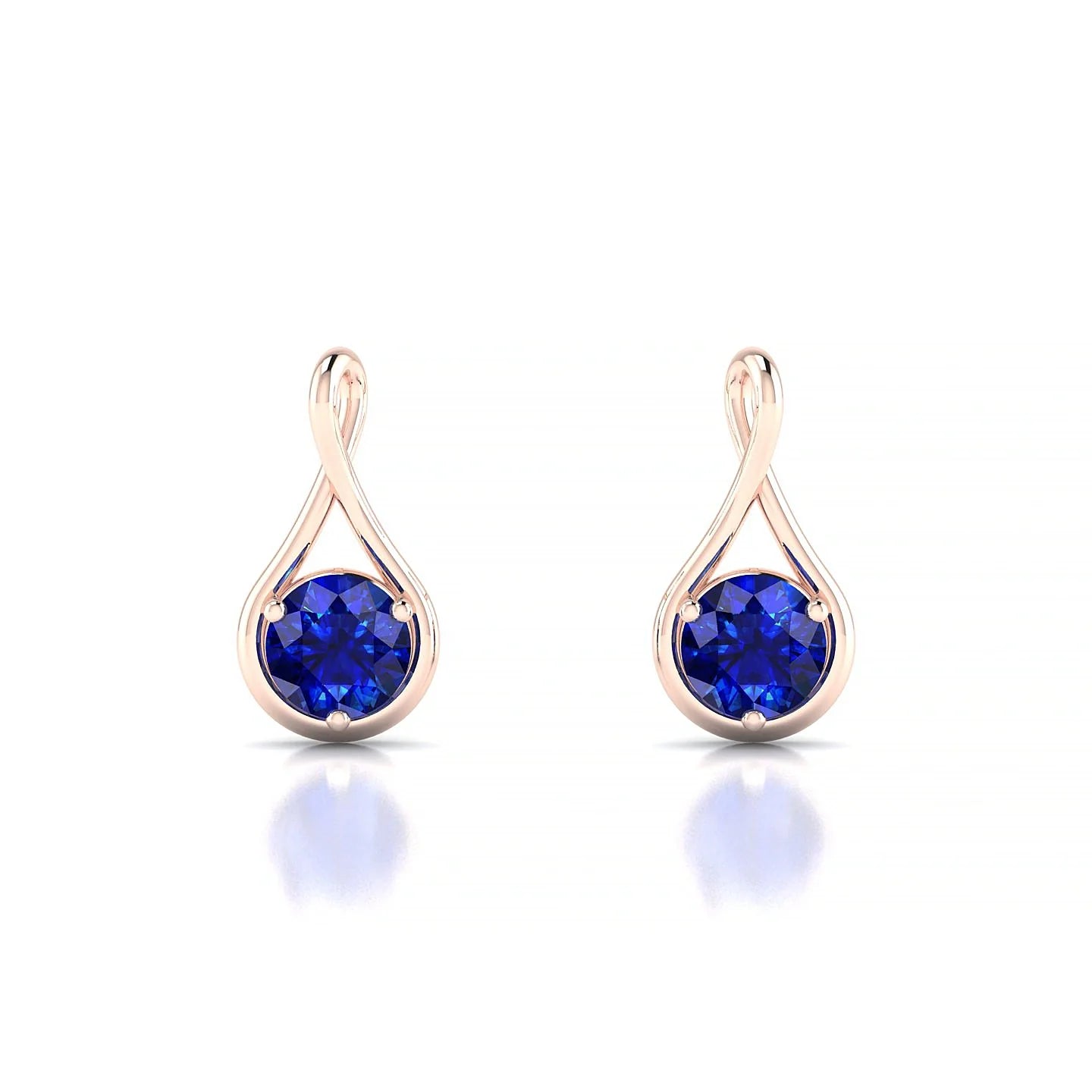 Loop | 18k Rose Gold 4.5 mm Round Sapphire Earrings