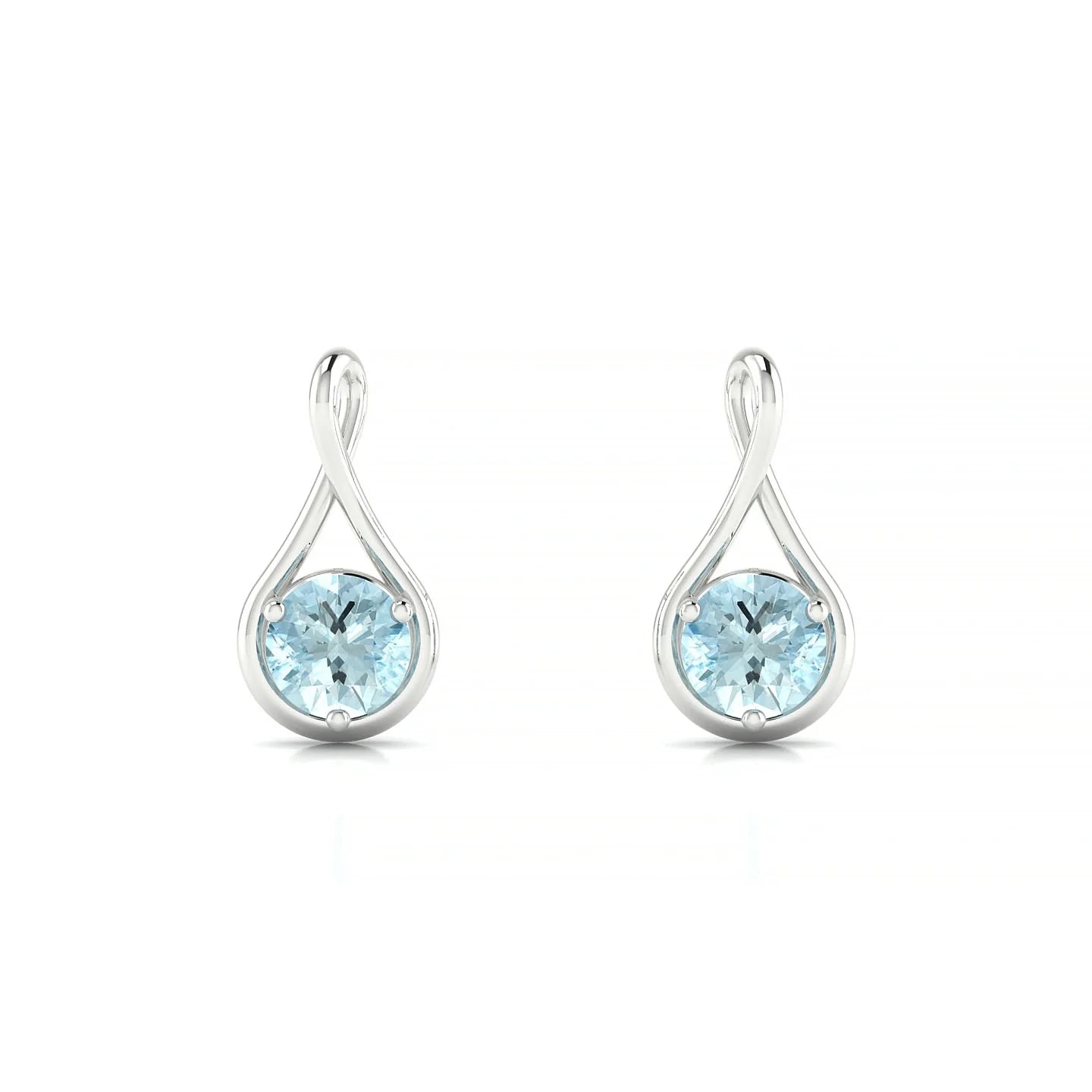 Loop | 18k White Gold 4.5 mm Round Aquamarine Earrings