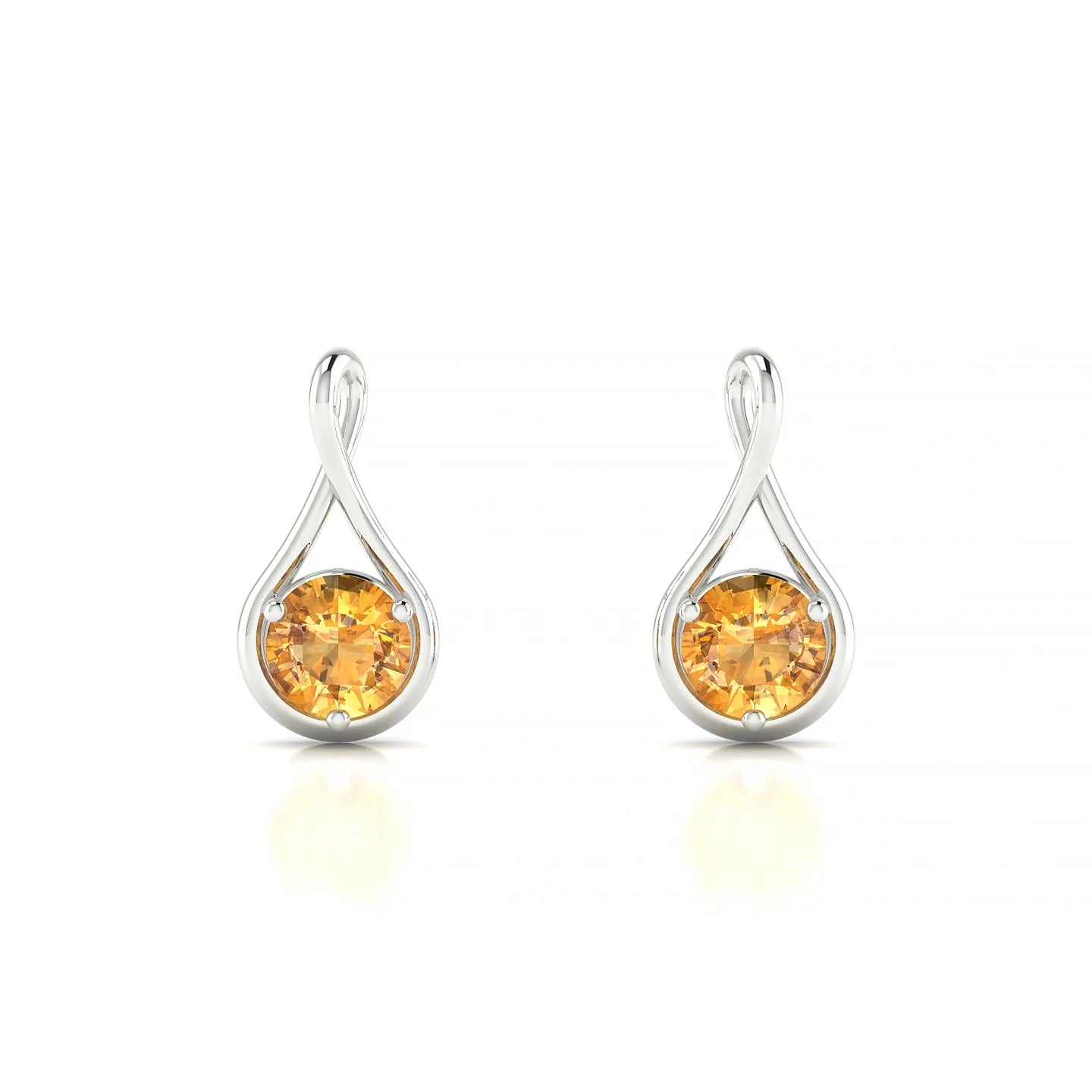 Loop | 18k White Gold 4.5 mm Round Citrine Earrings