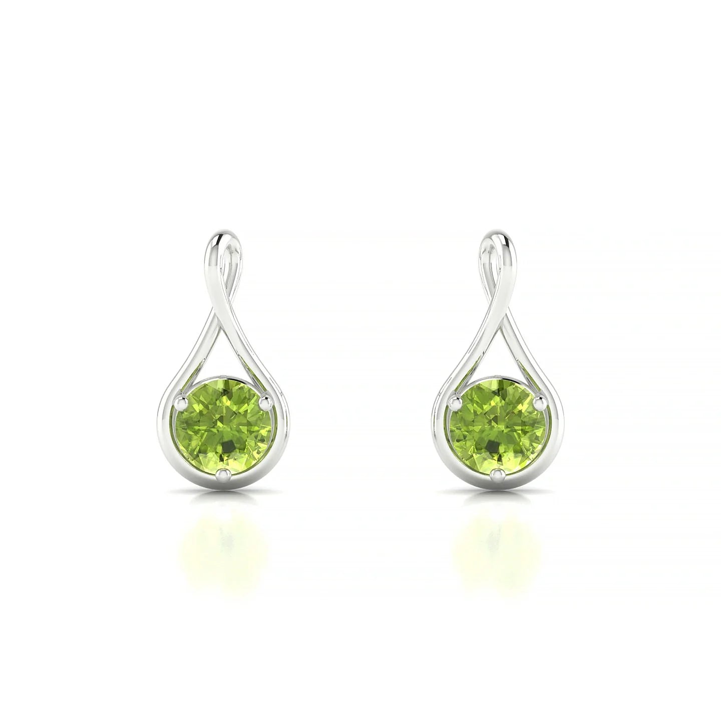 Loop | 18k White Gold 4.5 mm Round Peridot Earrings