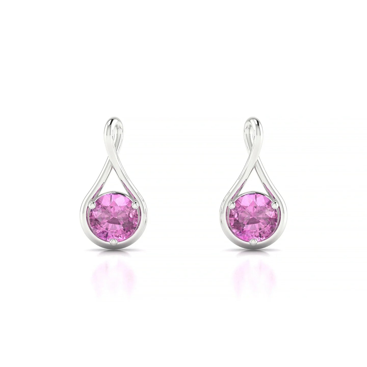 Loop | 18k White Gold 4.5 mm Round Pink Sapphire Earrings