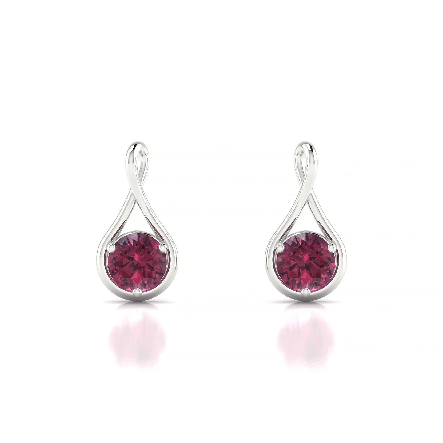 Loop | 18k White Gold 4.5 mm Round Rhodolite Earrings
