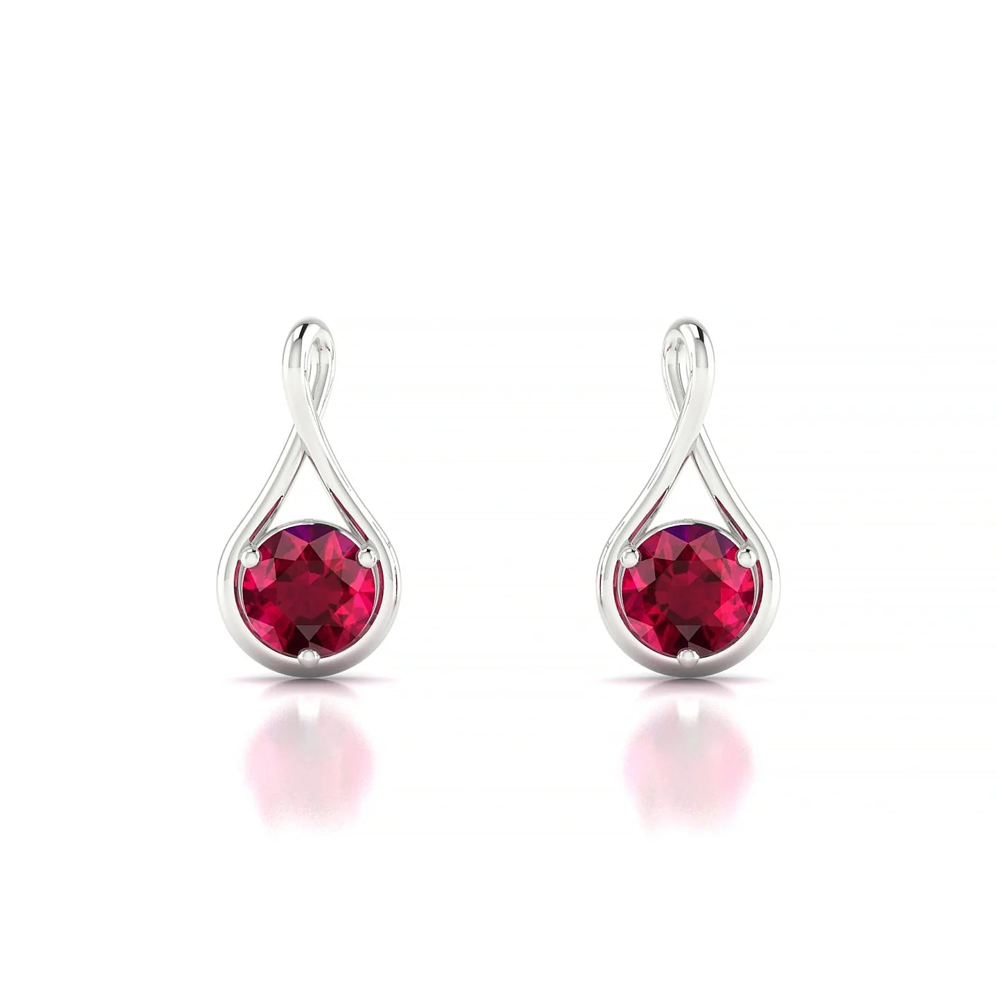 Loop | 18k White Gold 4.5 mm Round Ruby Earrings