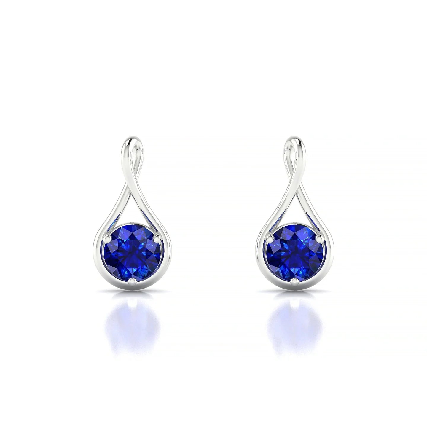 Loop | 18k White Gold 4.5 mm Round Sapphire Earrings