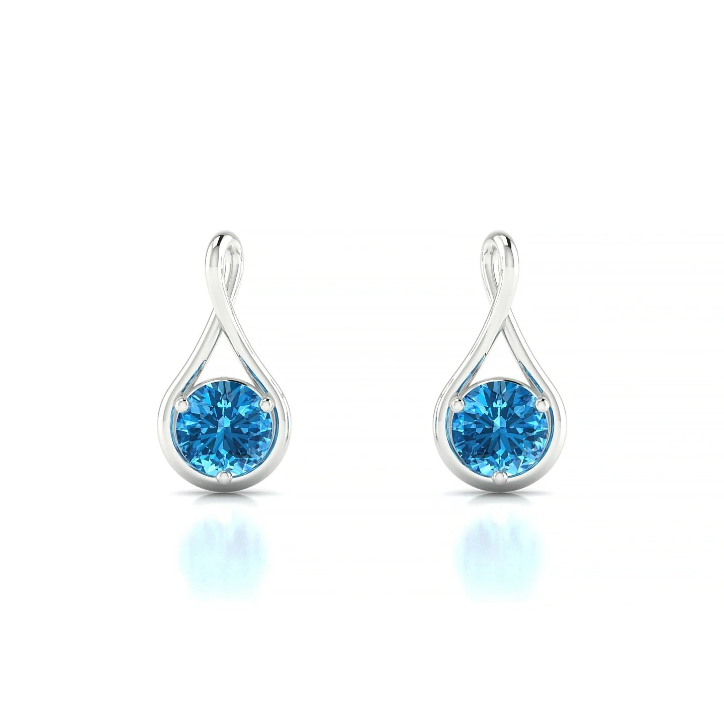 Loop | 18k White Gold 4.5 mm Round Topaz Earrings