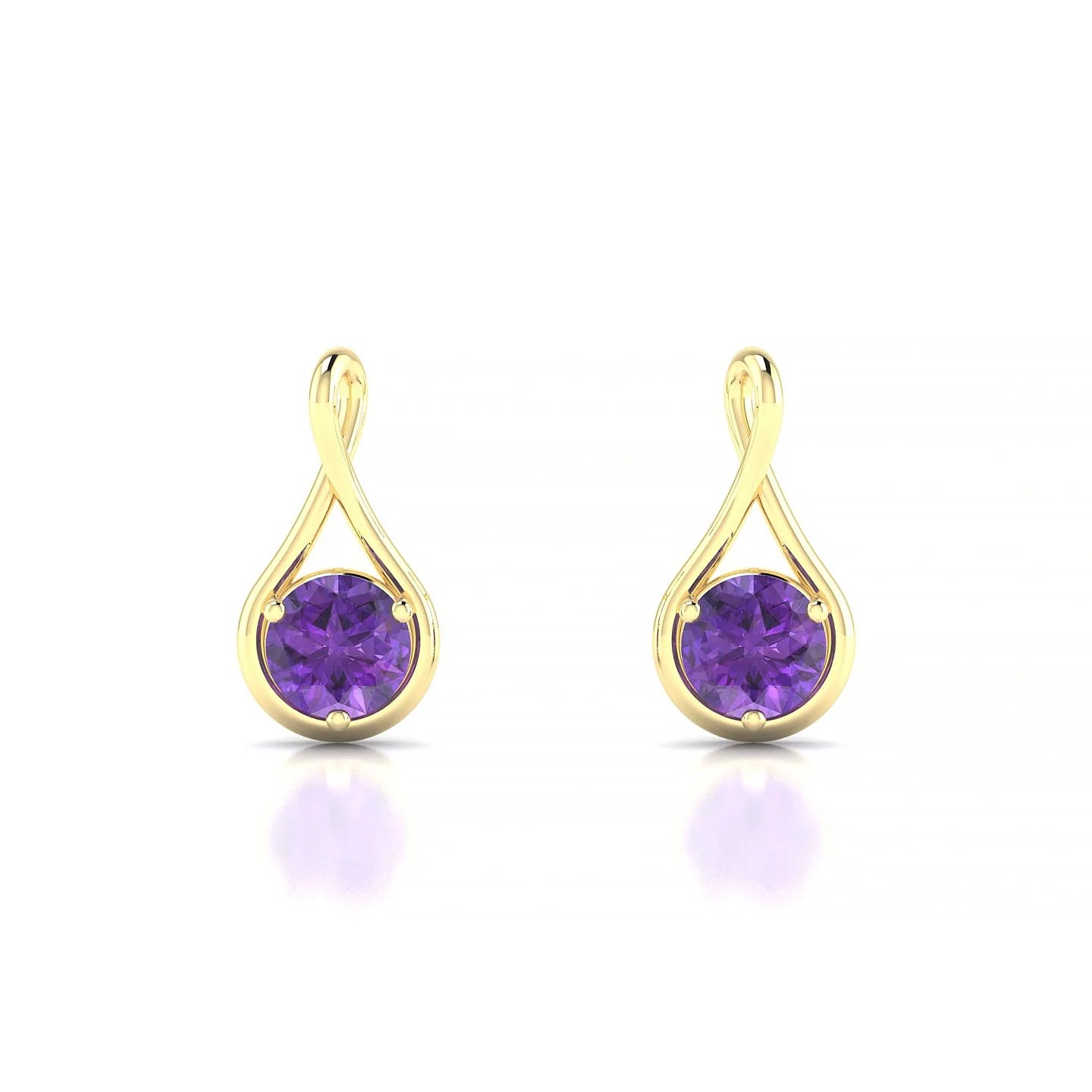 Loop | 18k Yellow Gold 4.5 mm Round Amethyst Earrings