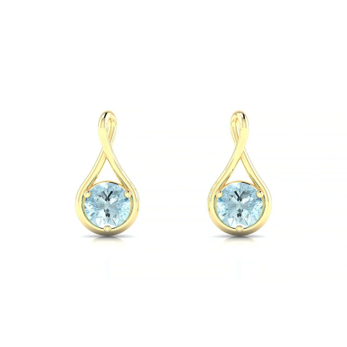 Loop | 18k Yellow Gold 4.5 mm Round Aquamarine Earrings