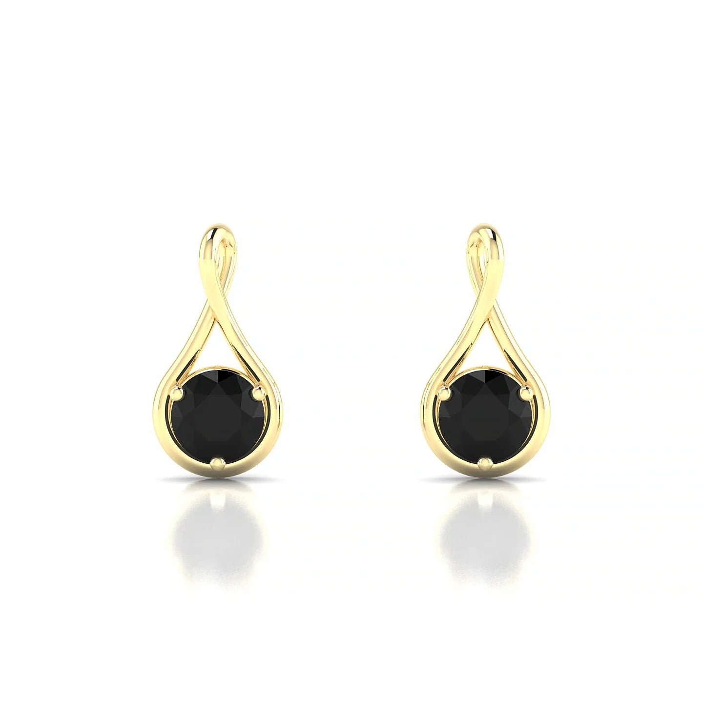 Loop | 18k Yellow Gold 4.5 mm Round Black Diamond Earrings
