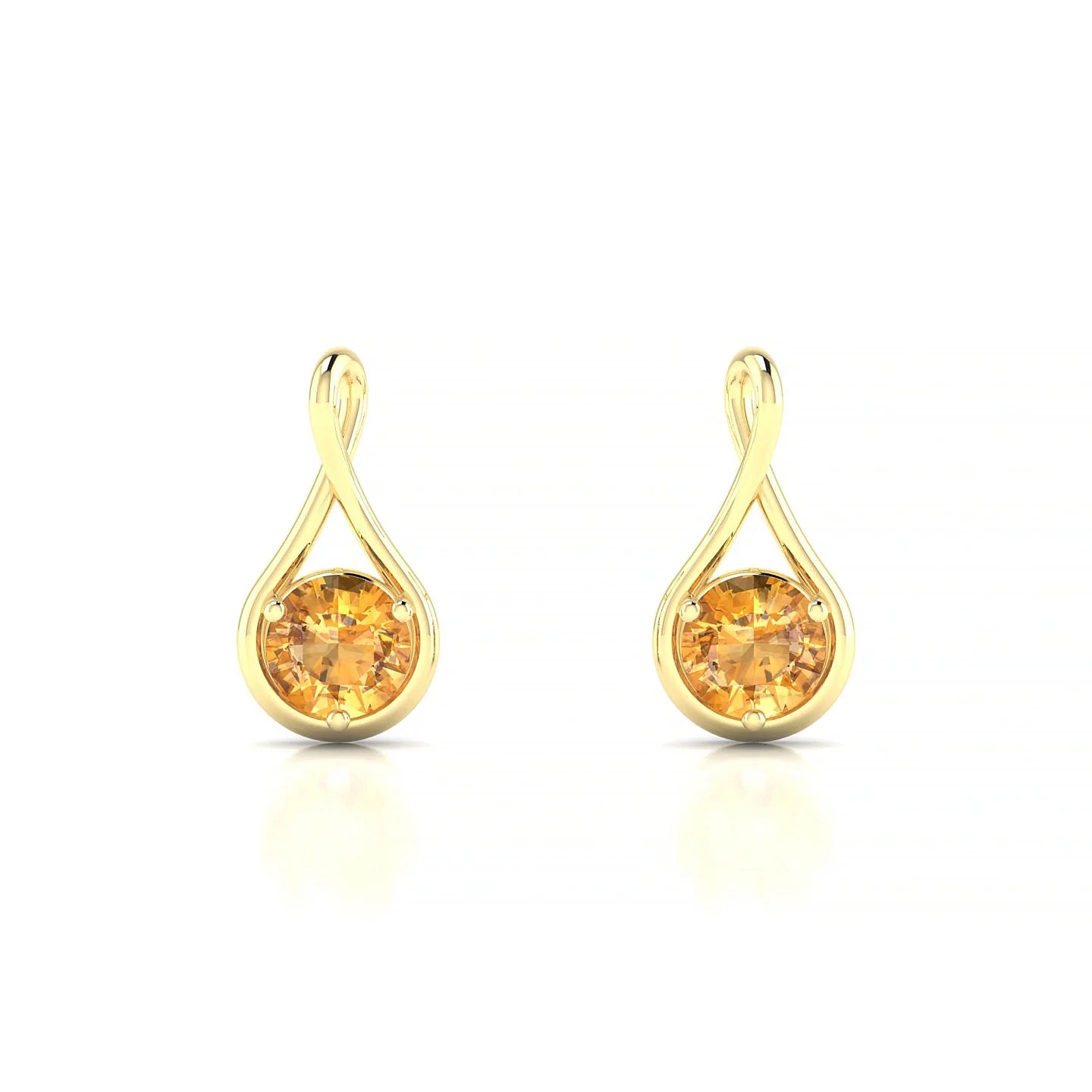 Loop | 18k Yellow Gold 4.5 mm Round Citrine Earrings