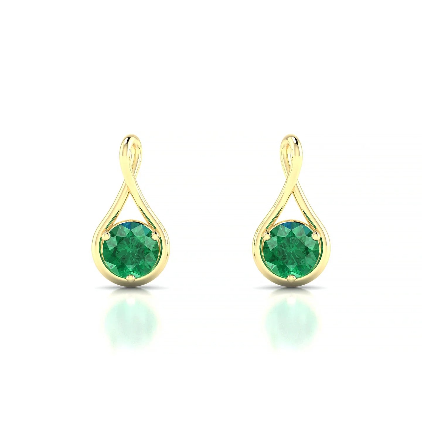 Loop | 18k Yellow Gold 4.5 mm Round Emerald Earrings