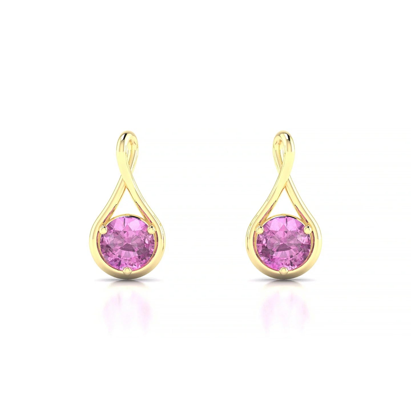 Loop | 18k Yellow Gold 4.5 mm Round Pink Sapphire Earrings