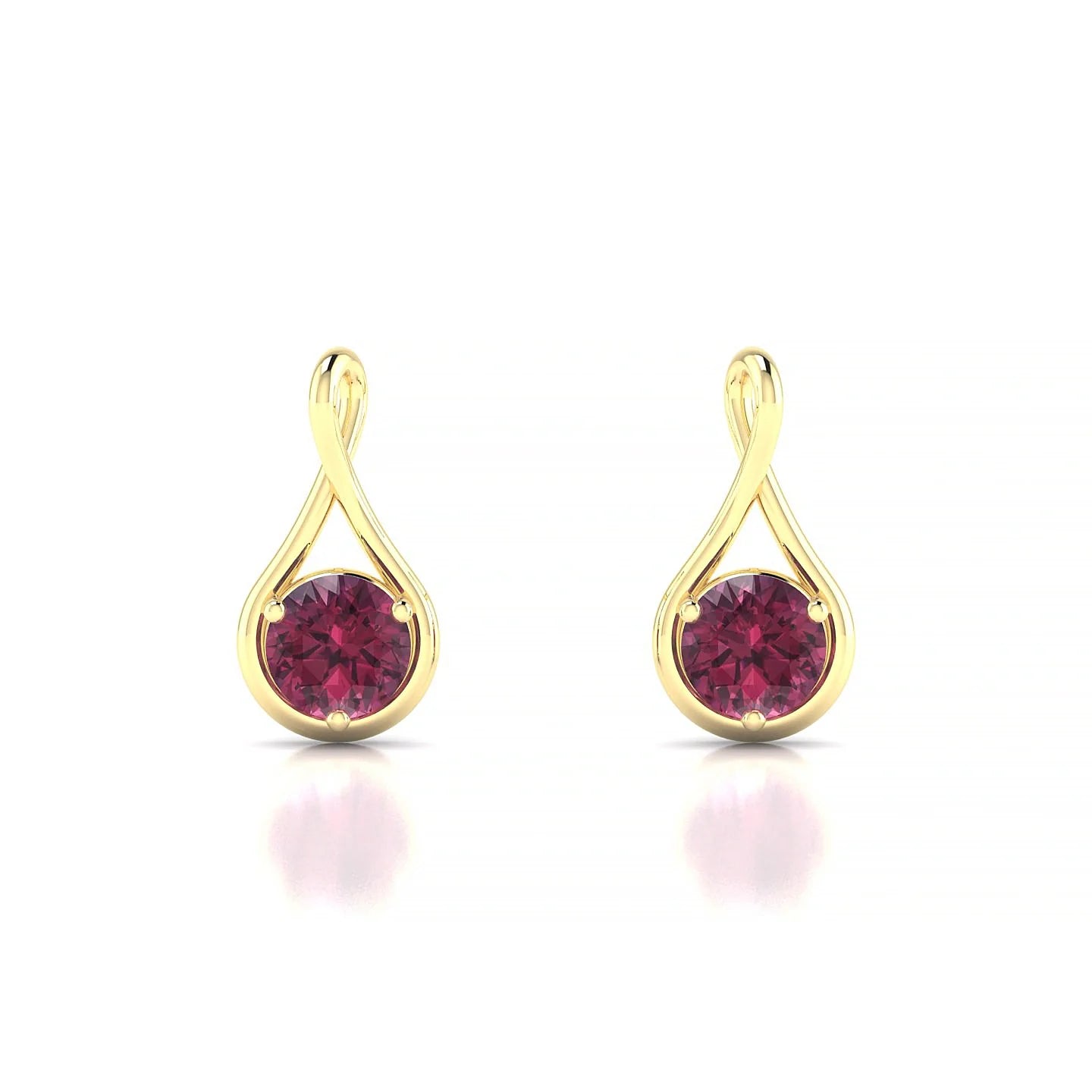 Loop | 18k Yellow Gold 4.5 mm Round Rhodolite Earrings