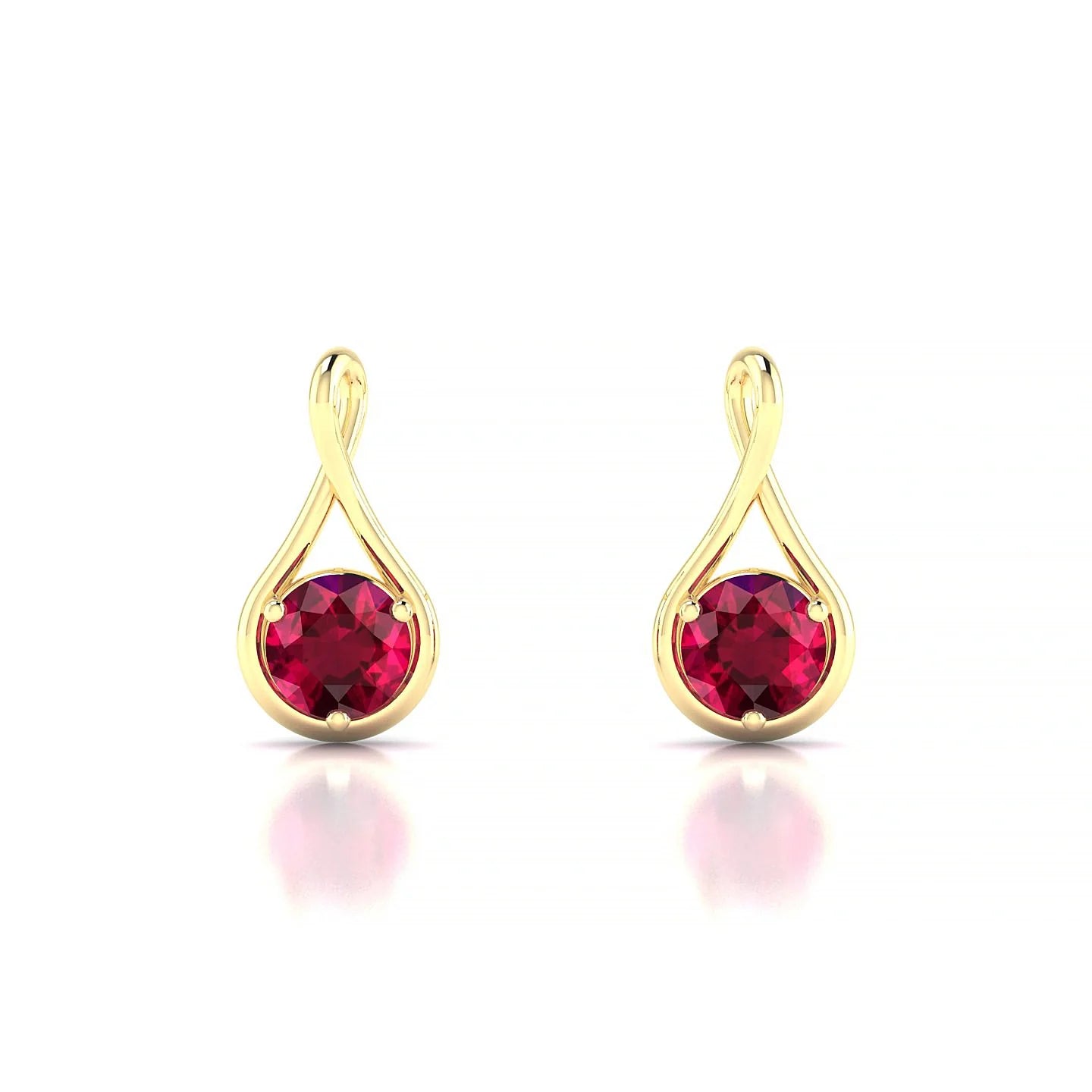 Loop | 18k Yellow Gold 4.5 mm Round Ruby Earrings