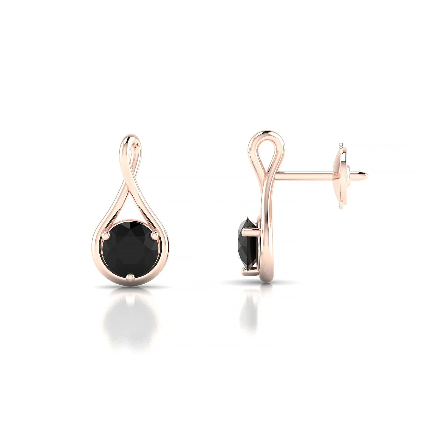 Loop | 18k Rose Gold 4.5 mm Round Black Diamond Earrings