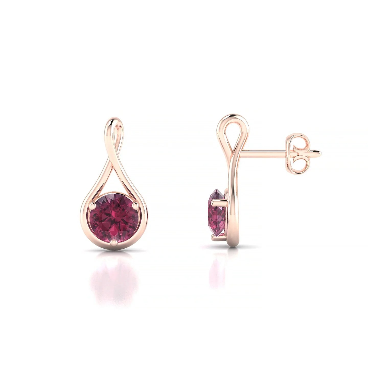 Loop | 18k Rose Gold 4.5 mm Round Rhodolite Earrings