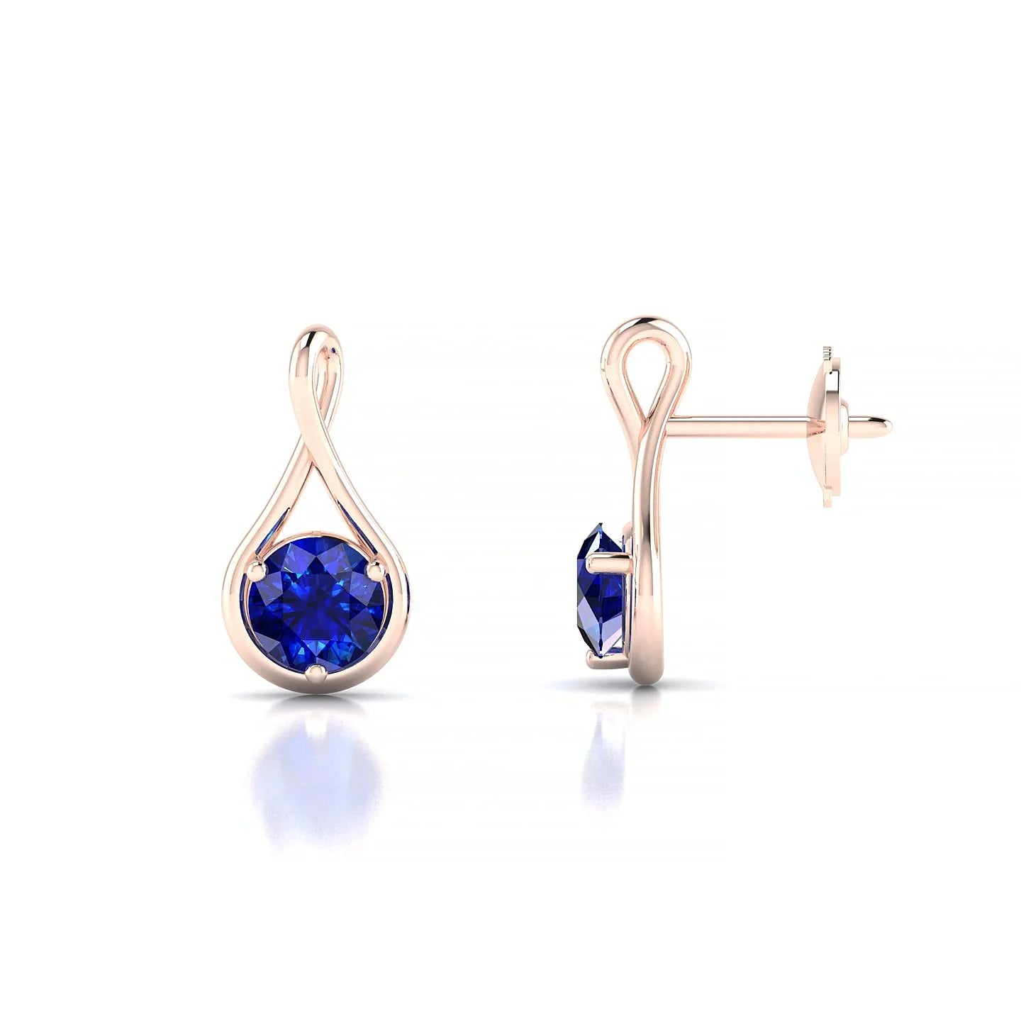 Loop | 18k Rose Gold 4.5 mm Round Sapphire Earrings