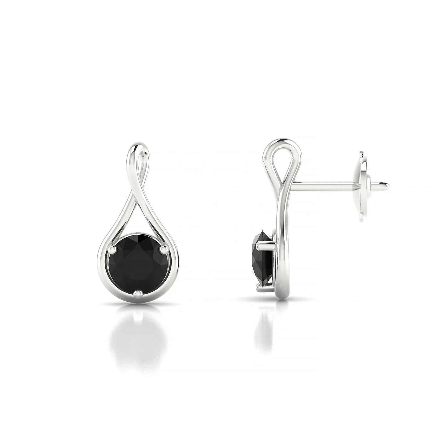 Loop | 18k White Gold 4.5 mm Round Black Diamond Earrings