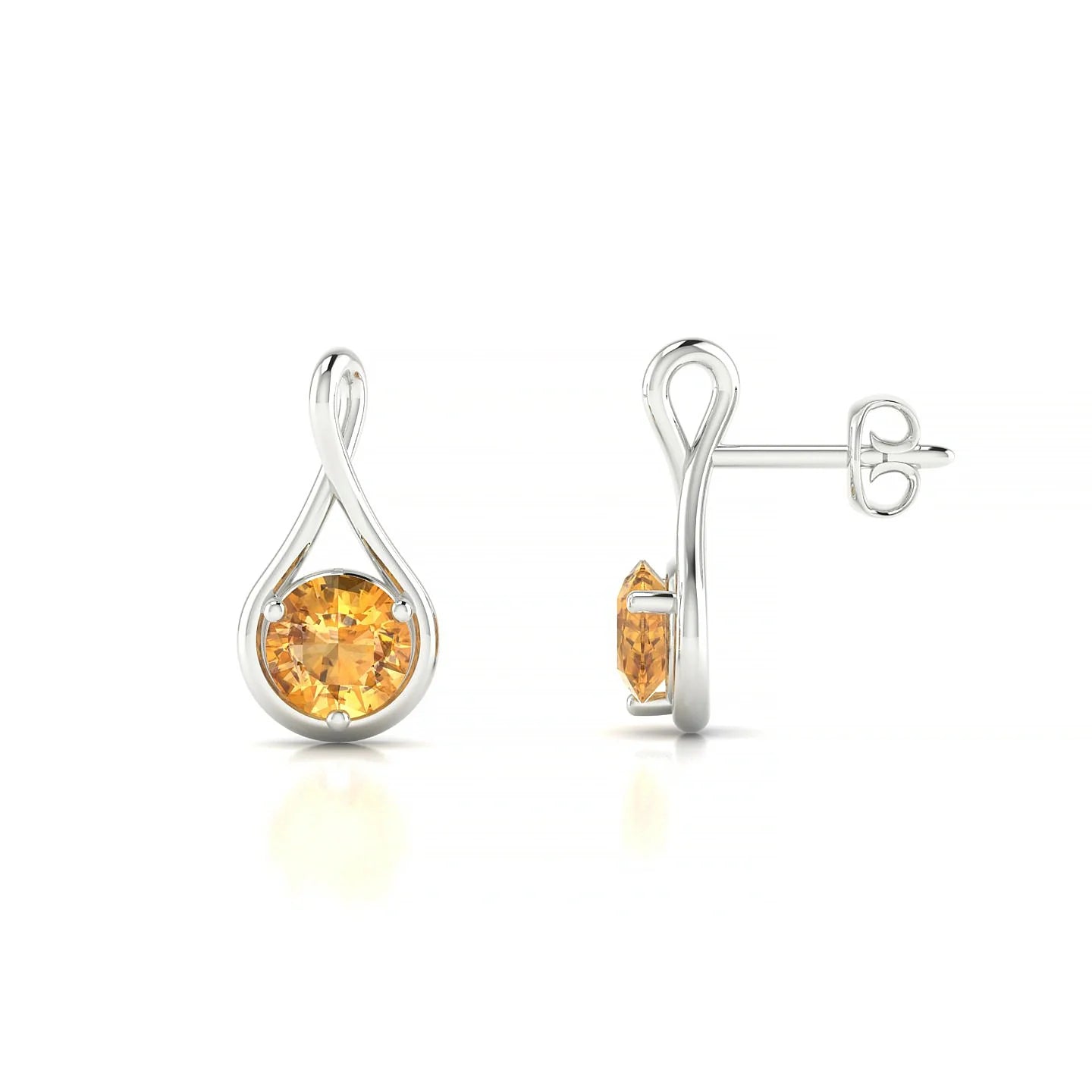 Loop | 18k White Gold 4.5 mm Round Citrine Earrings