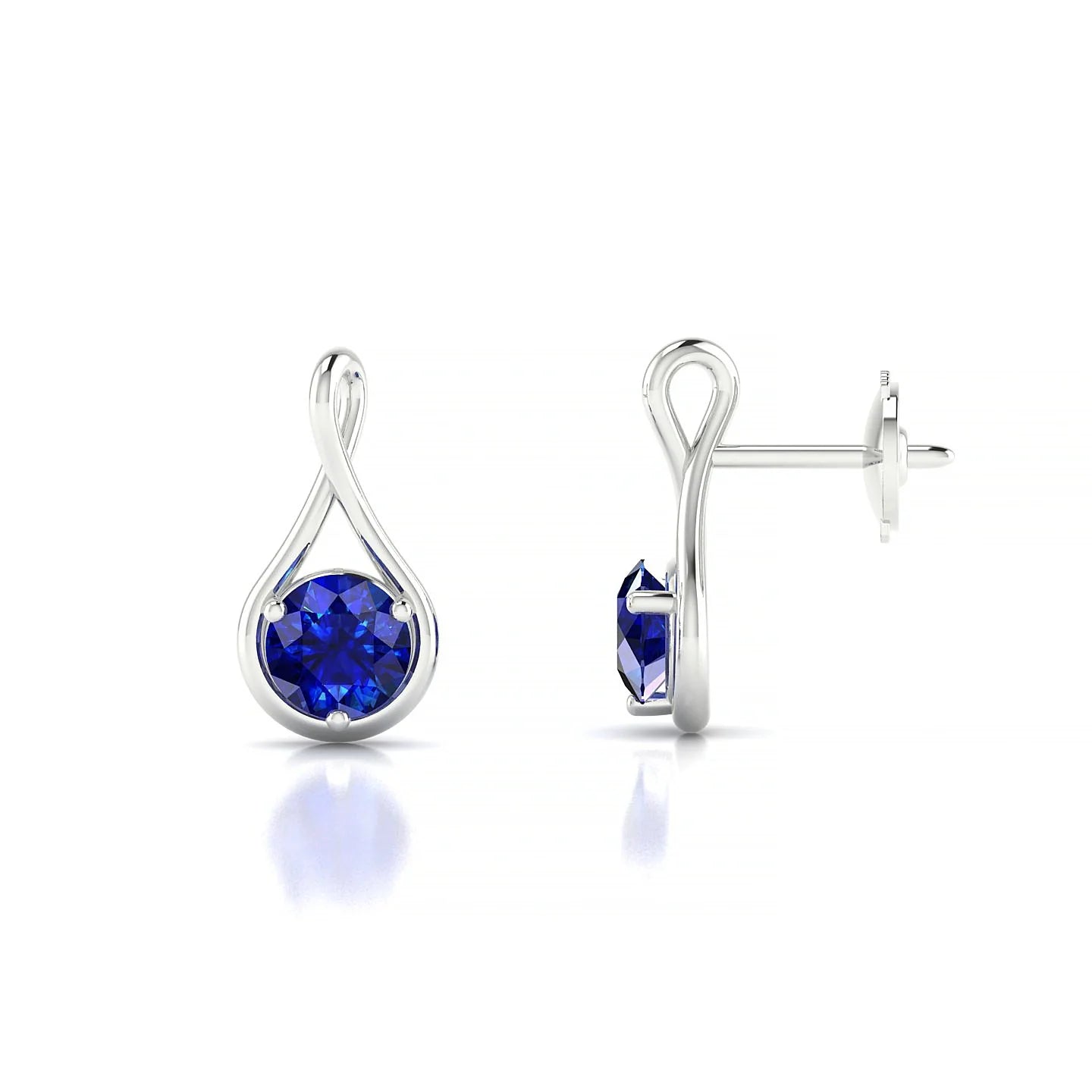 Loop | 18k White Gold 4.5 mm Round Sapphire Earrings