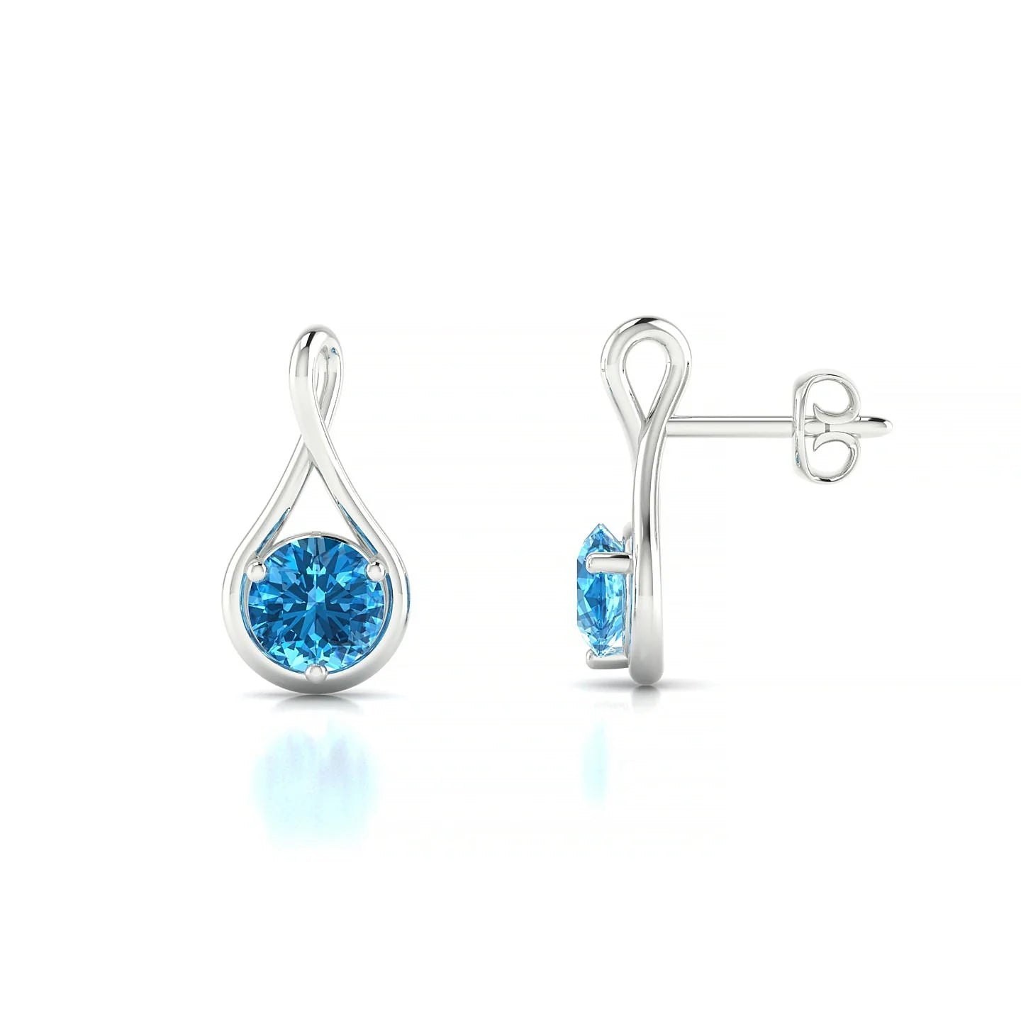 Loop | 18k White Gold 4.5 mm Round Topaz Earrings