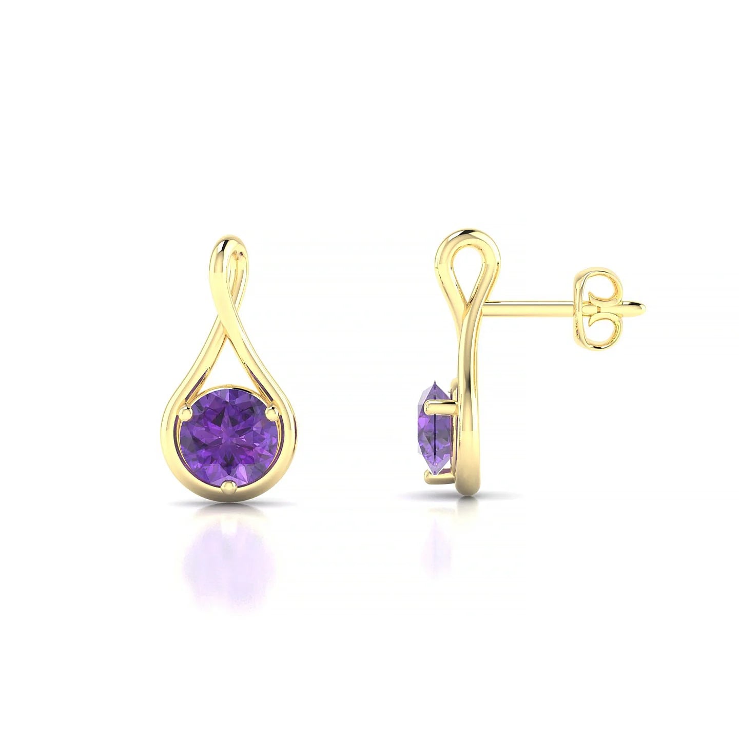 Loop | 18k Yellow Gold 4.5 mm Round Amethyst Earrings