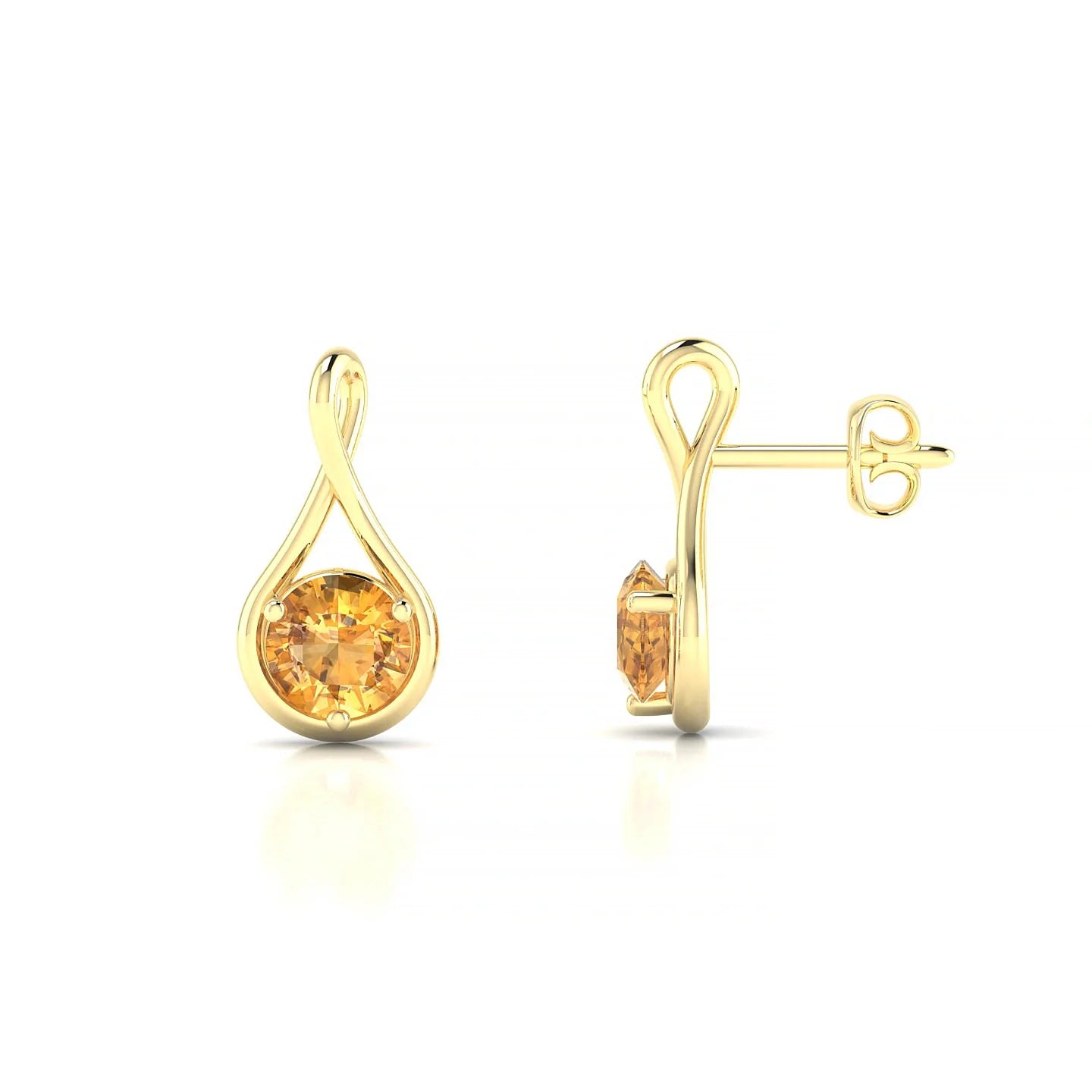 Loop | 18k Yellow Gold 4.5 mm Round Citrine Earrings
