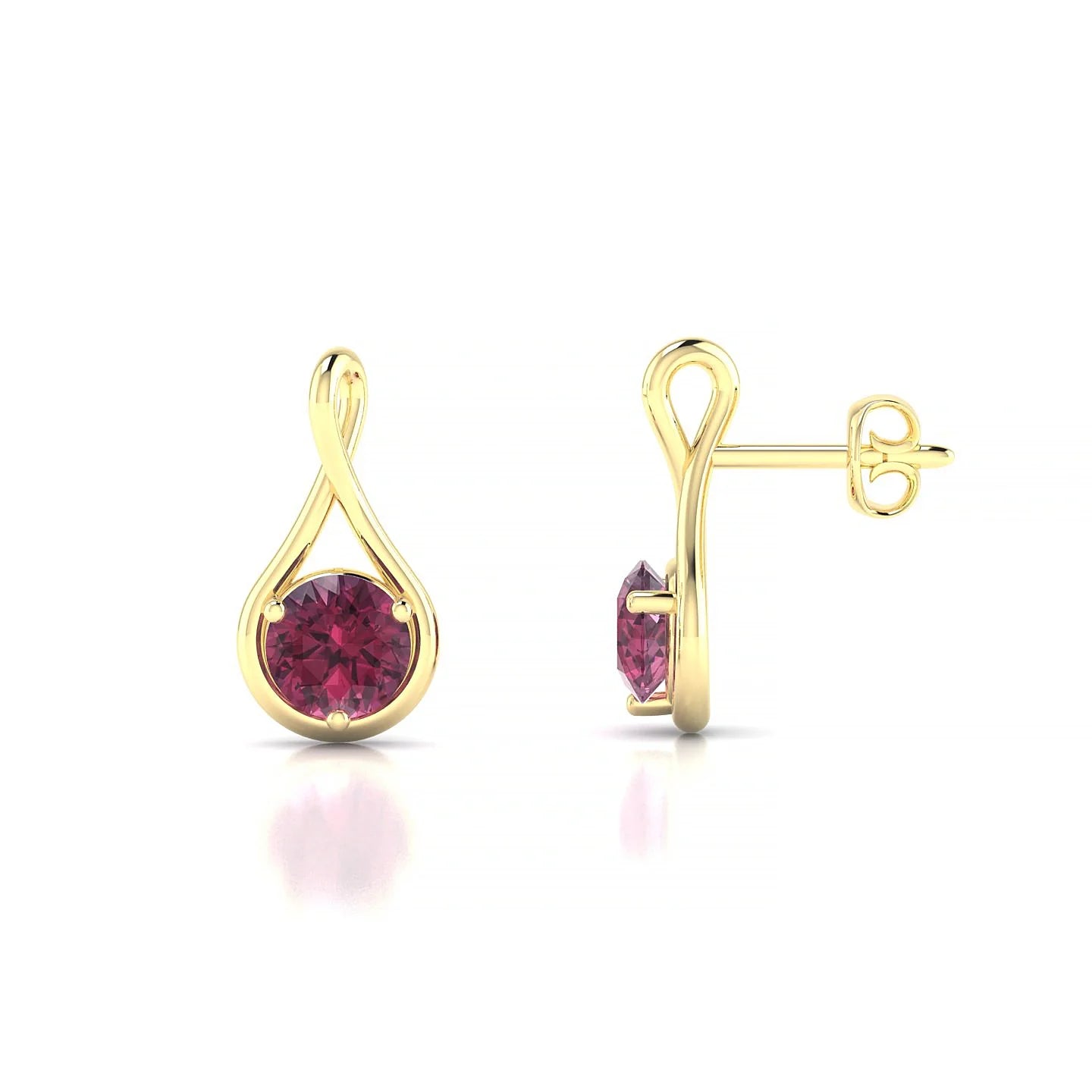 Loop | 18k Yellow Gold 4.5 mm Round Rhodolite Earrings