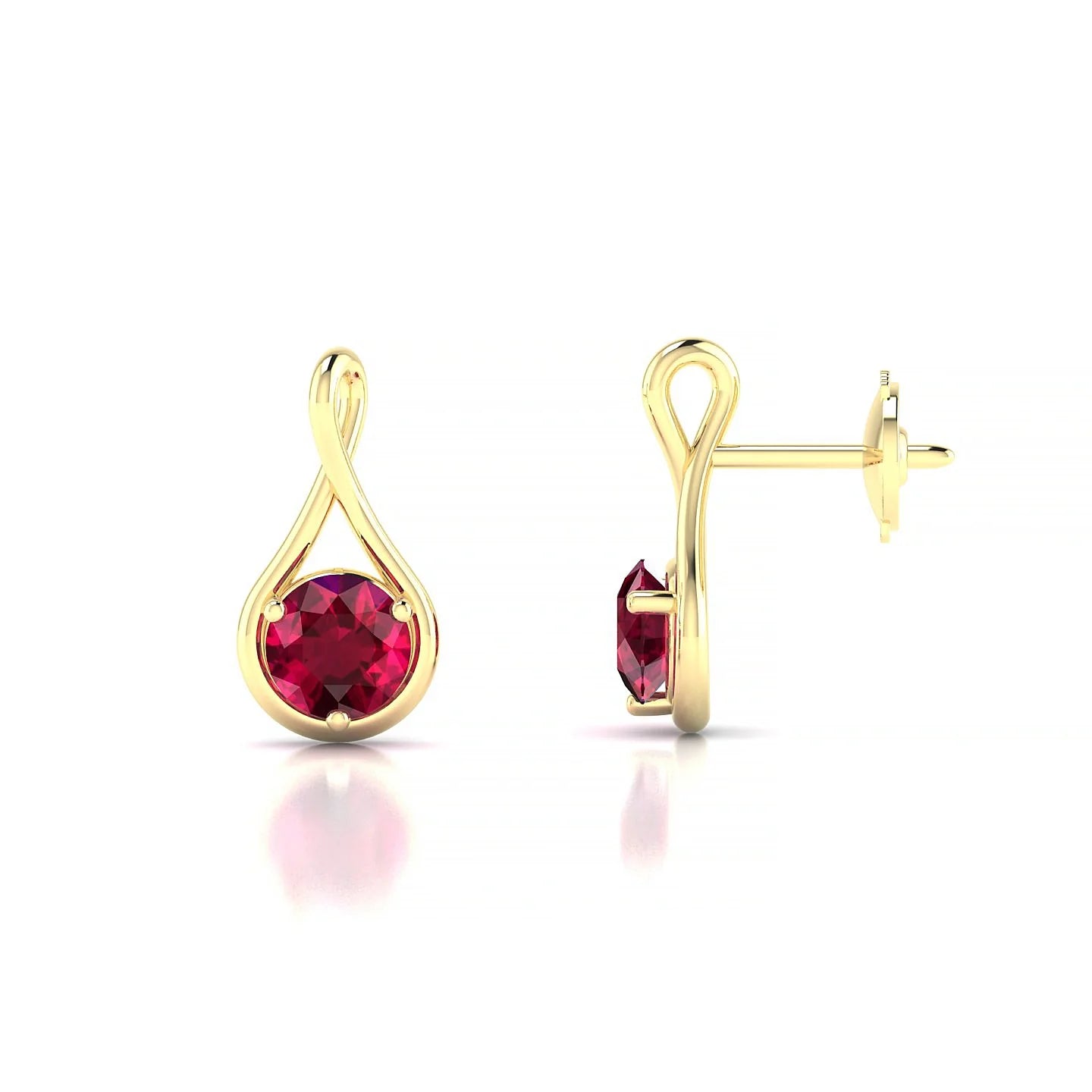 Loop | 18k Yellow Gold 4.5 mm Round Ruby Earrings
