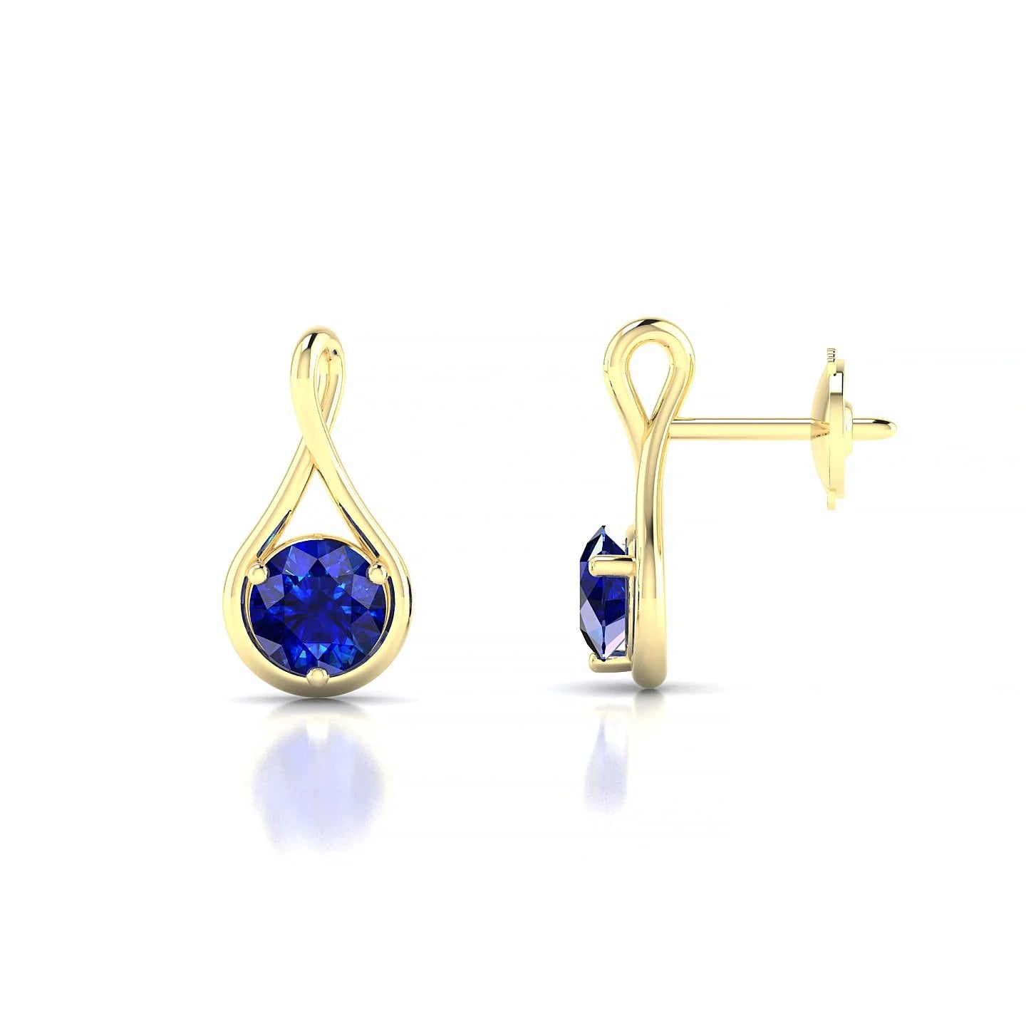 Loop | 18k Yellow Gold 4.5 mm Round Sapphire Earrings