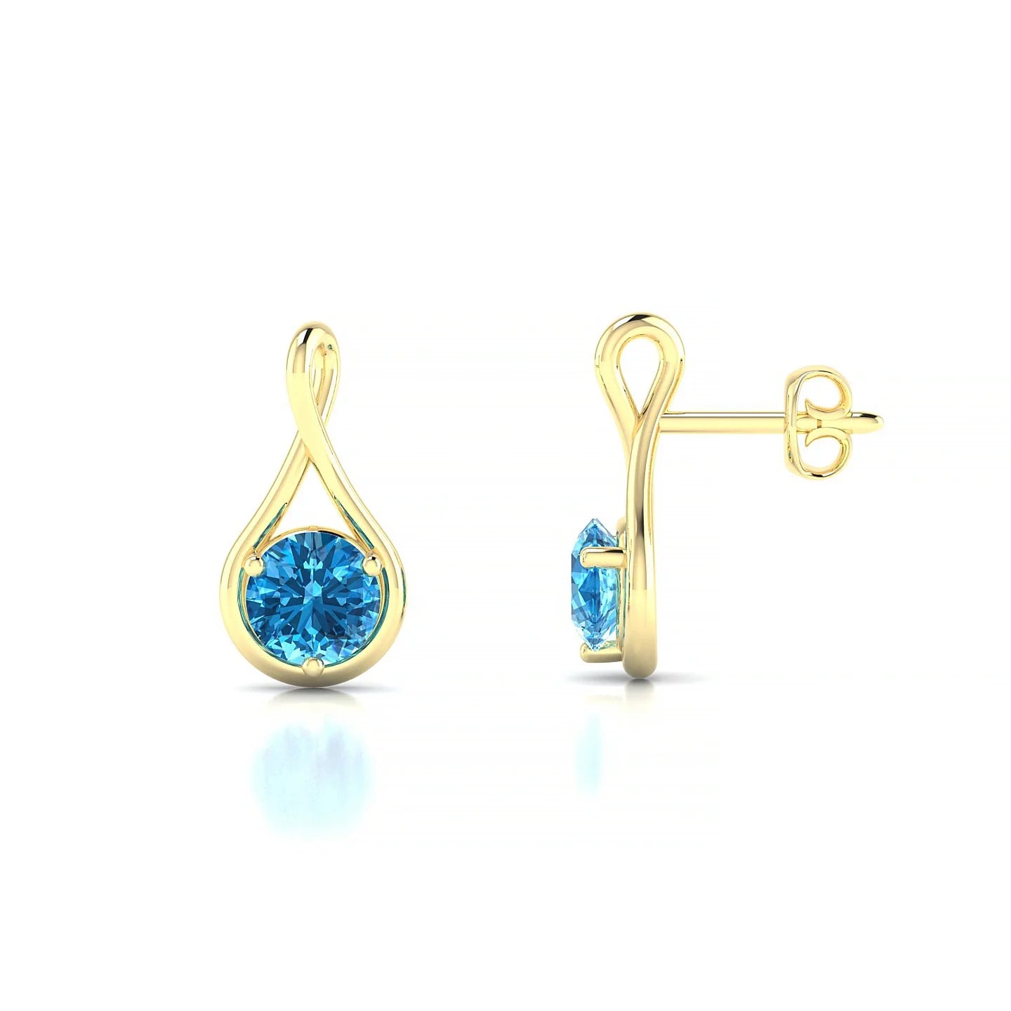 Loop | 18k Yellow Gold 4.5 mm Round Topaz Earrings