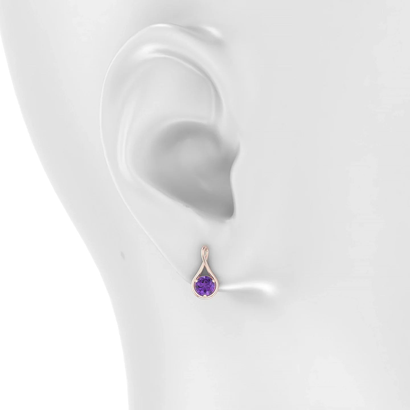 Loop | 18k Rose Gold 4.5 mm Round Amethyst Earrings