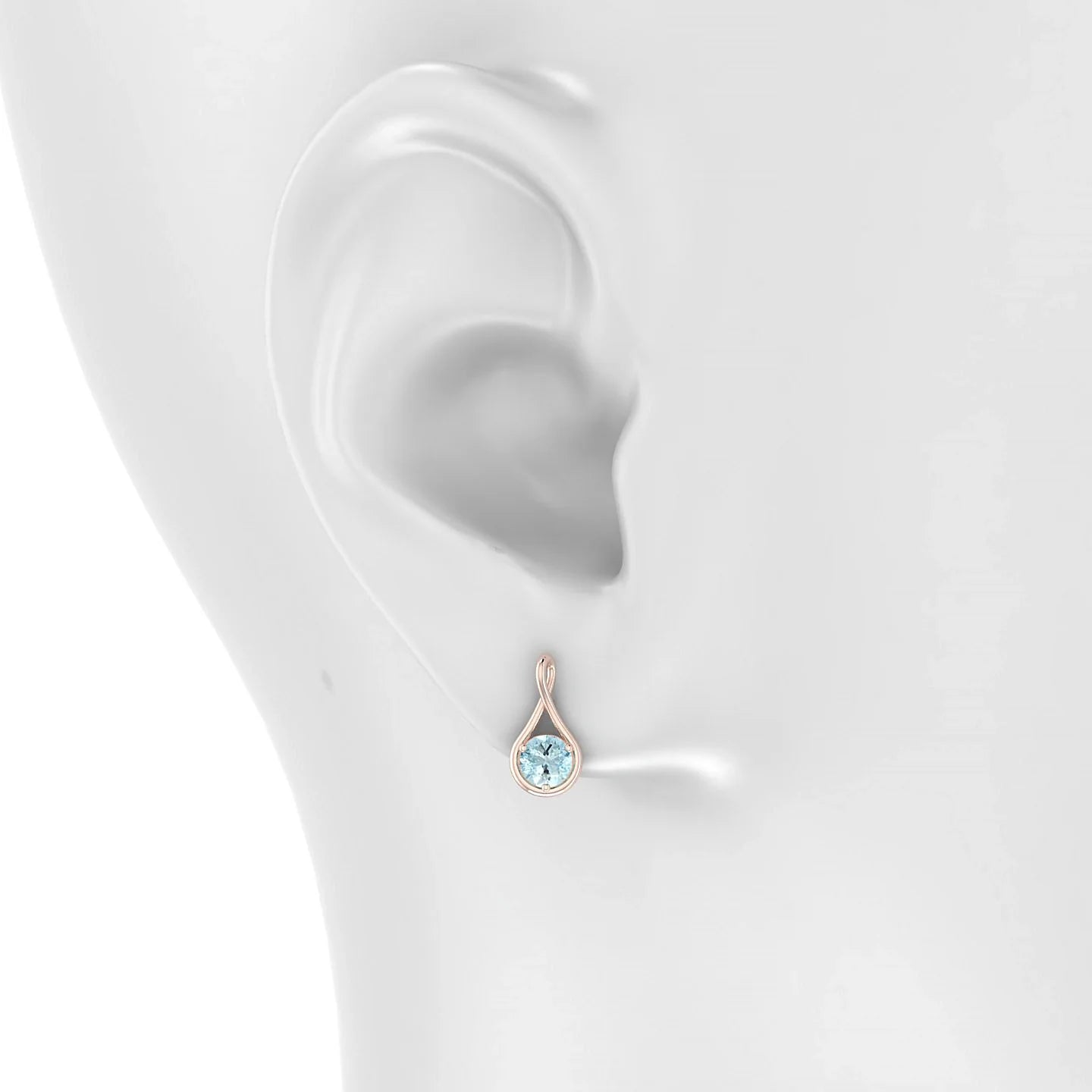 Loop | 18k Rose Gold 4.5 mm Round Aquamarine Earrings