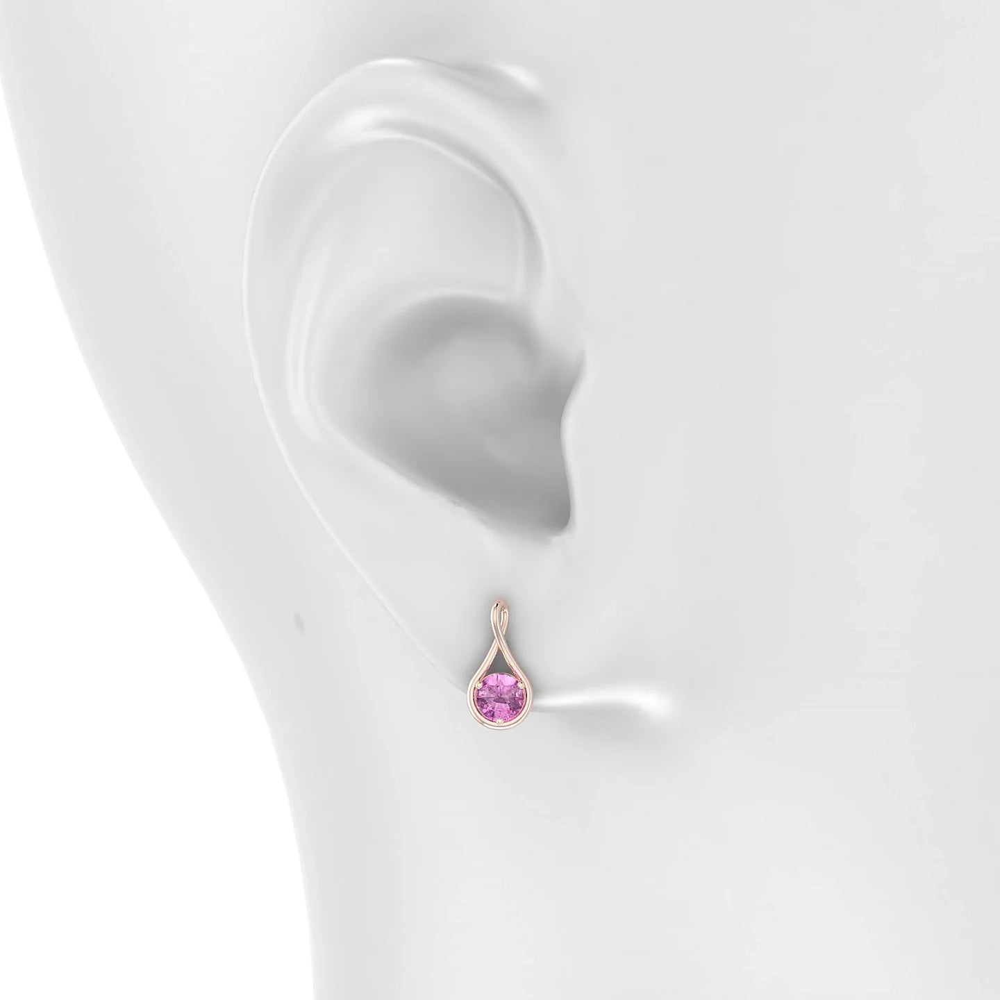 Loop | 18k Rose Gold 4.5 mm Round Pink Sapphire Earrings