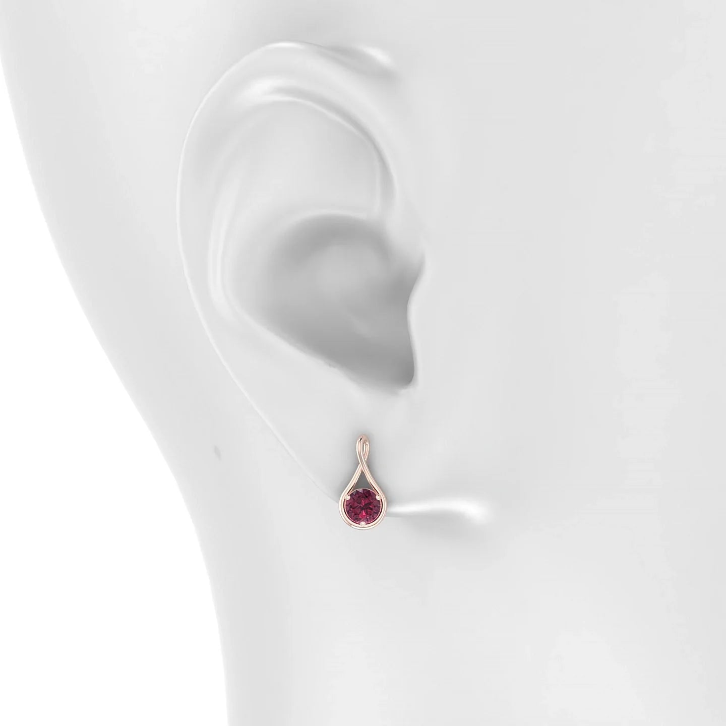 Loop | 18k Rose Gold 4.5 mm Round Rhodolite Earrings