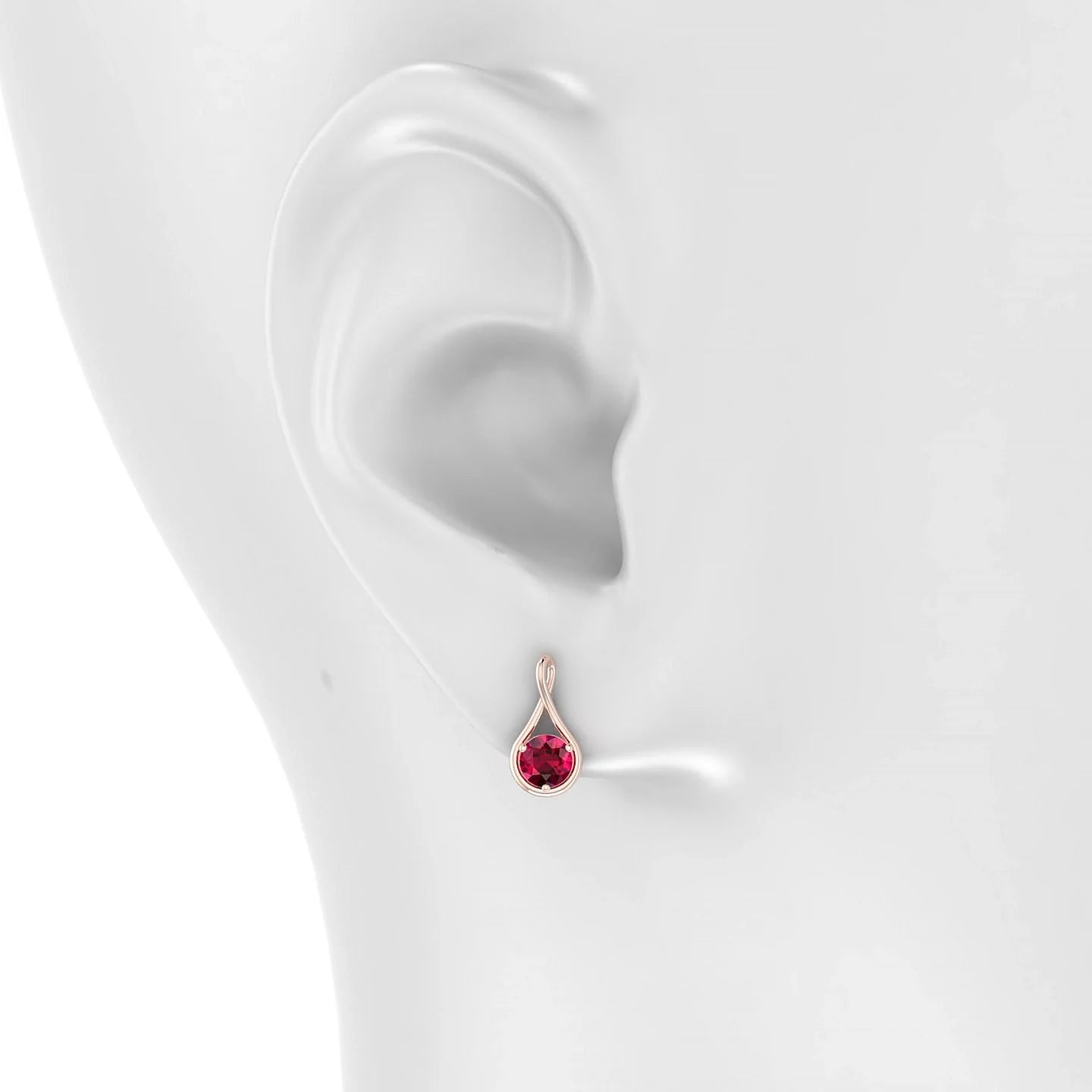 Loop | 18k Rose Gold 4.5 mm Round Ruby Earrings