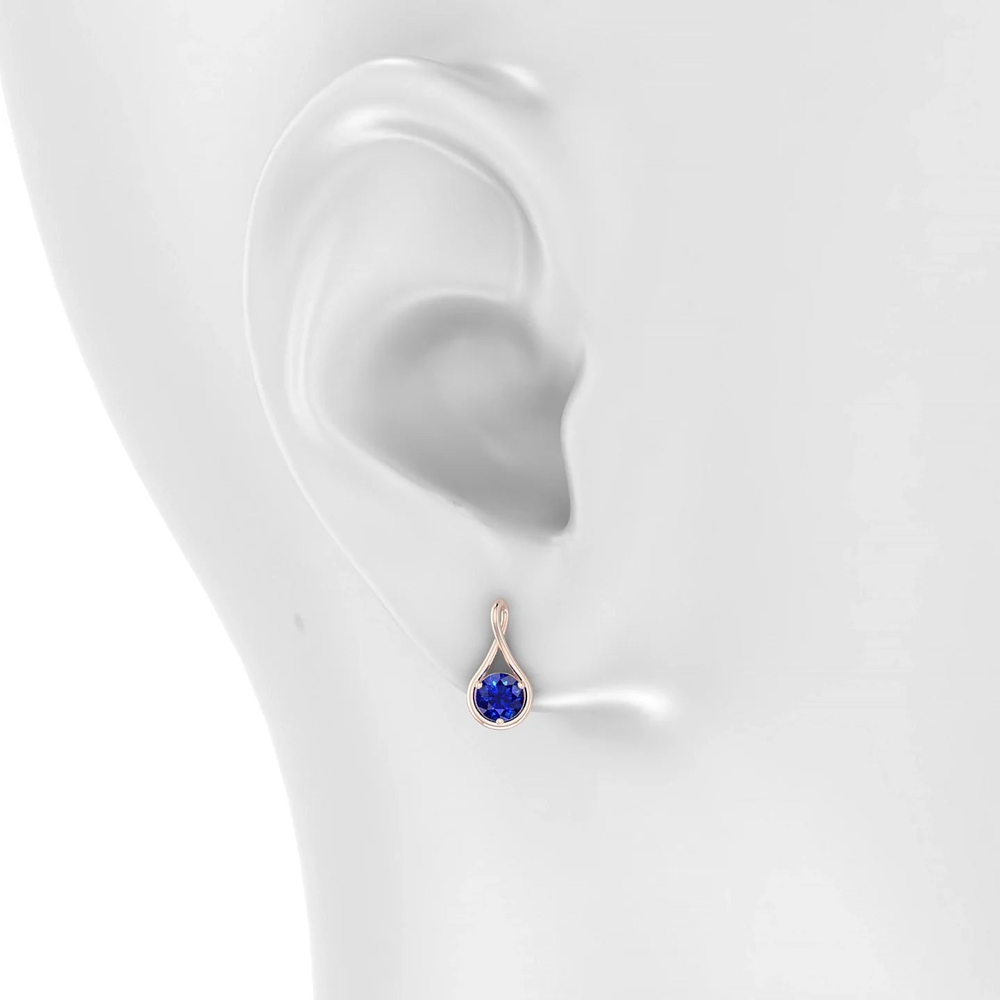 Loop | 18k Rose Gold 4.5 mm Round Sapphire Earrings