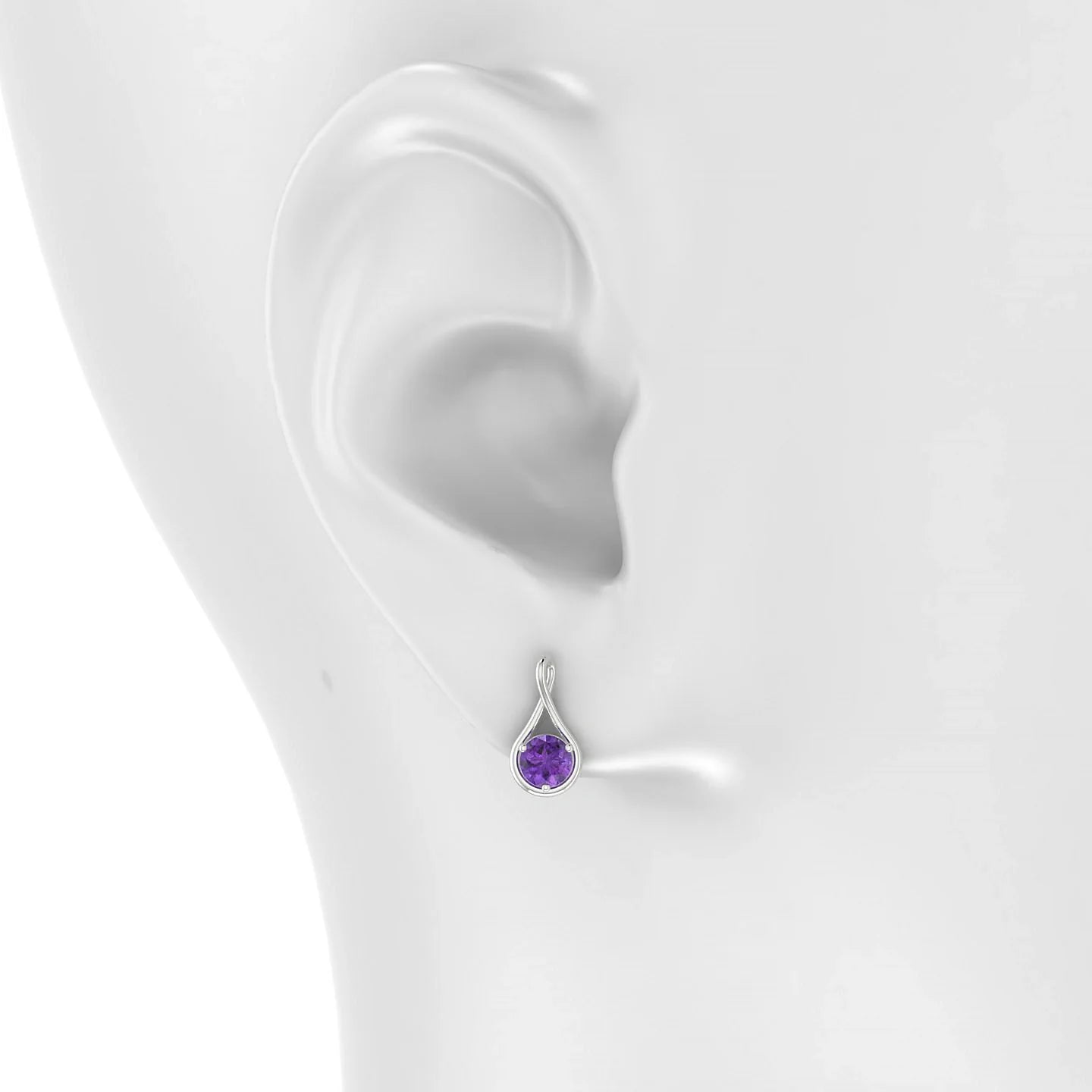 Loop | 18k White Gold 4.5 mm Round Amethyst Earrings