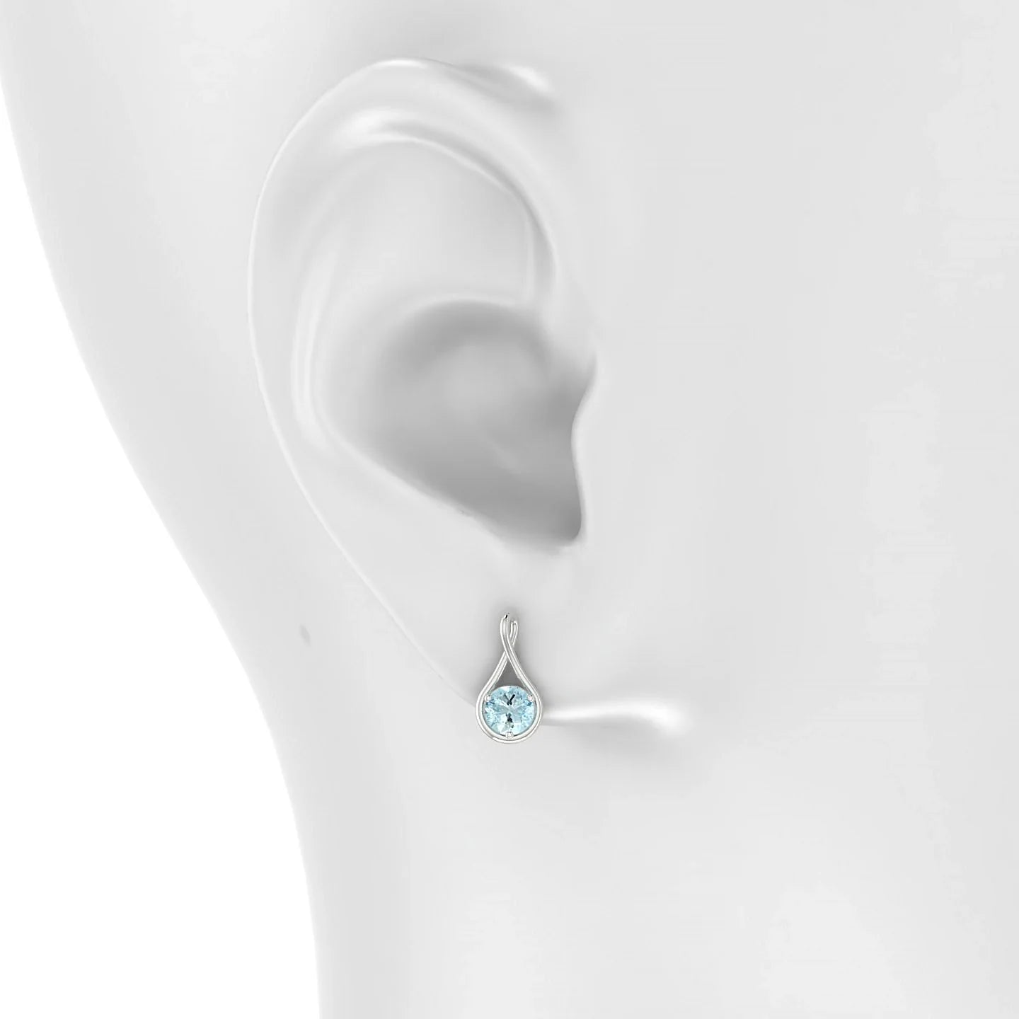 Loop | 18k White Gold 4.5 mm Round Aquamarine Earrings