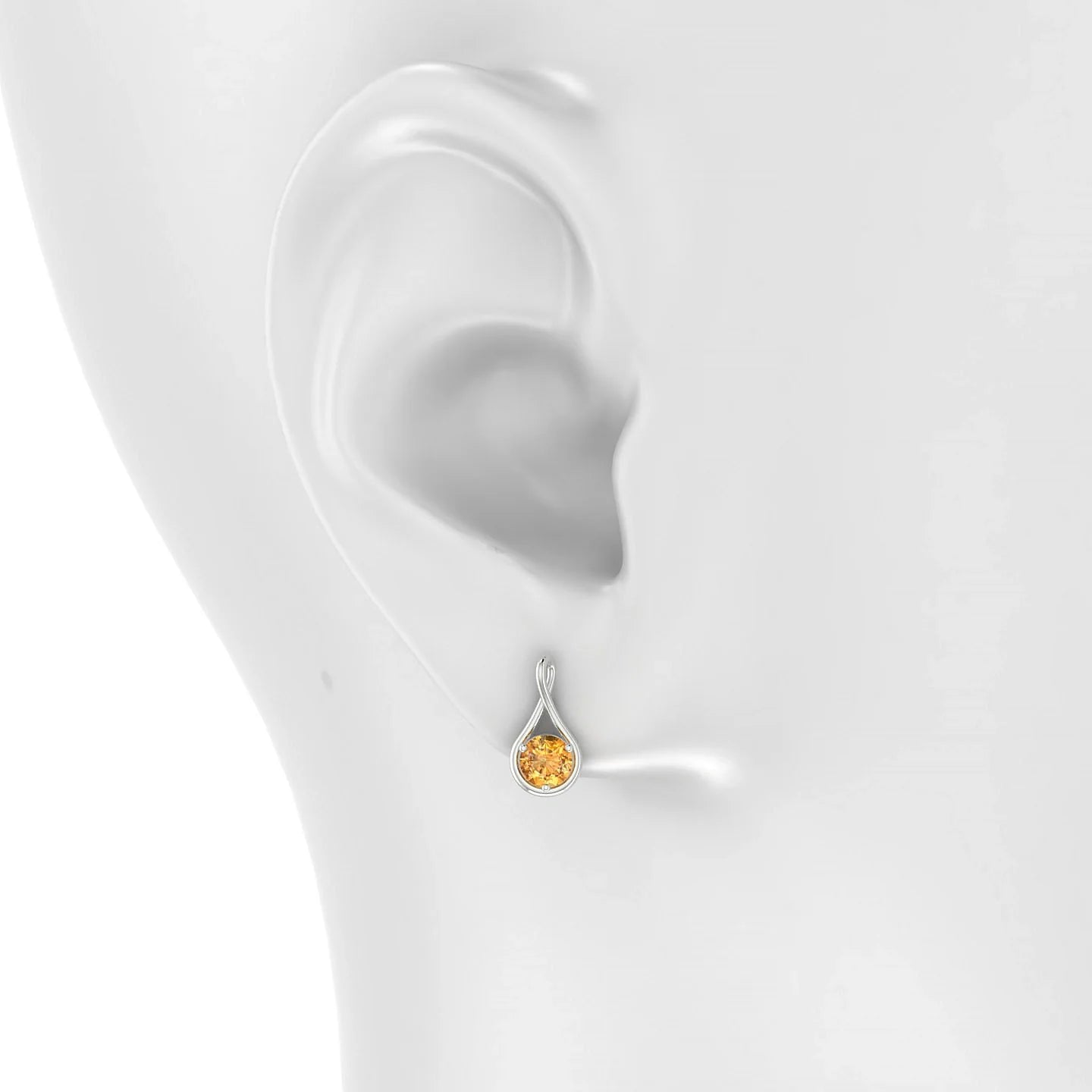 Loop | 18k White Gold 4.5 mm Round Citrine Earrings