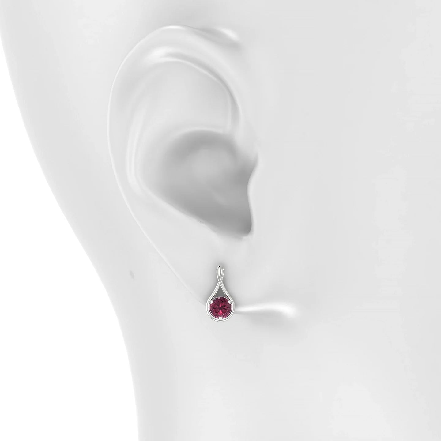 Loop | 18k White Gold 4.5 mm Round Rhodolite Earrings
