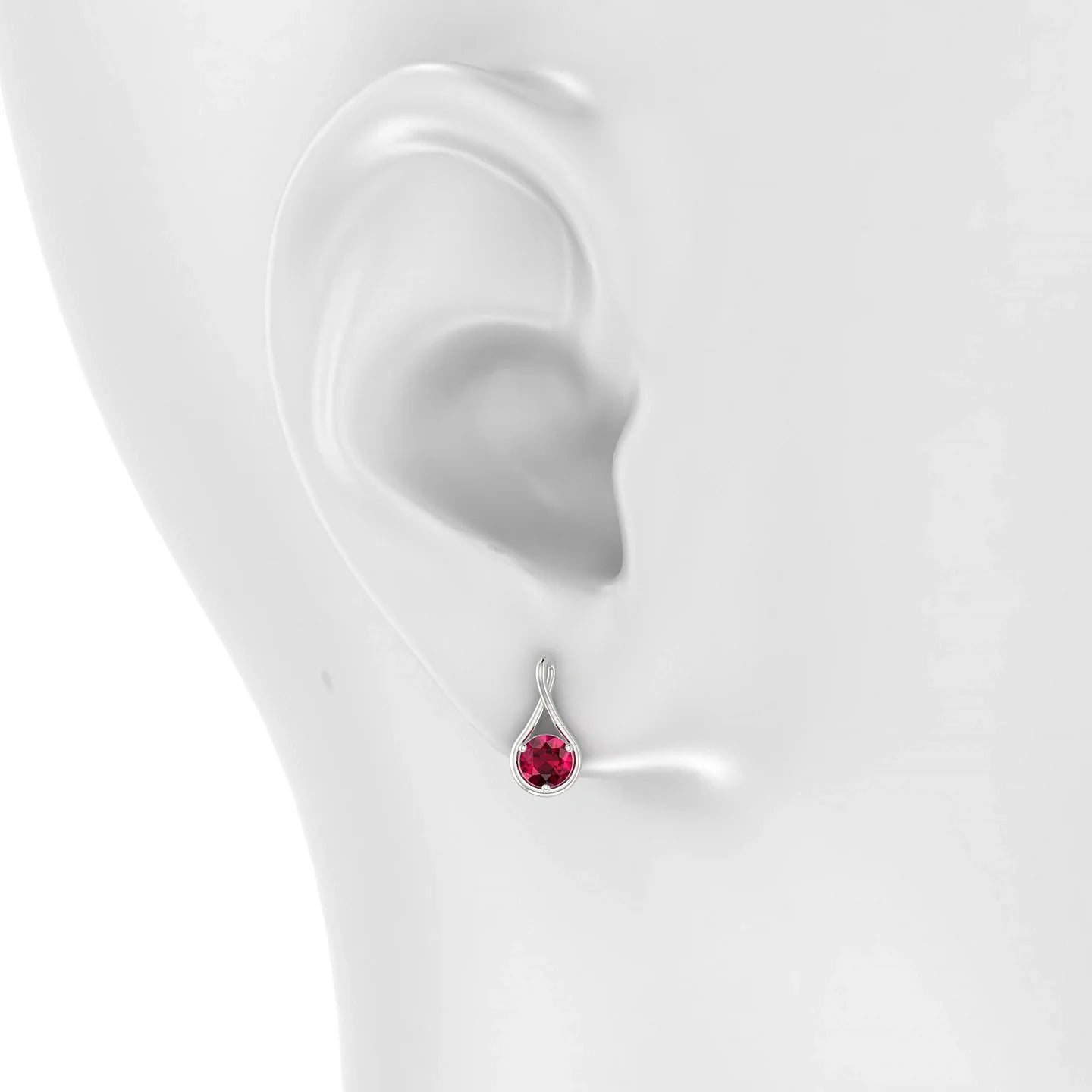 Loop | 18k White Gold 4.5 mm Round Ruby Earrings