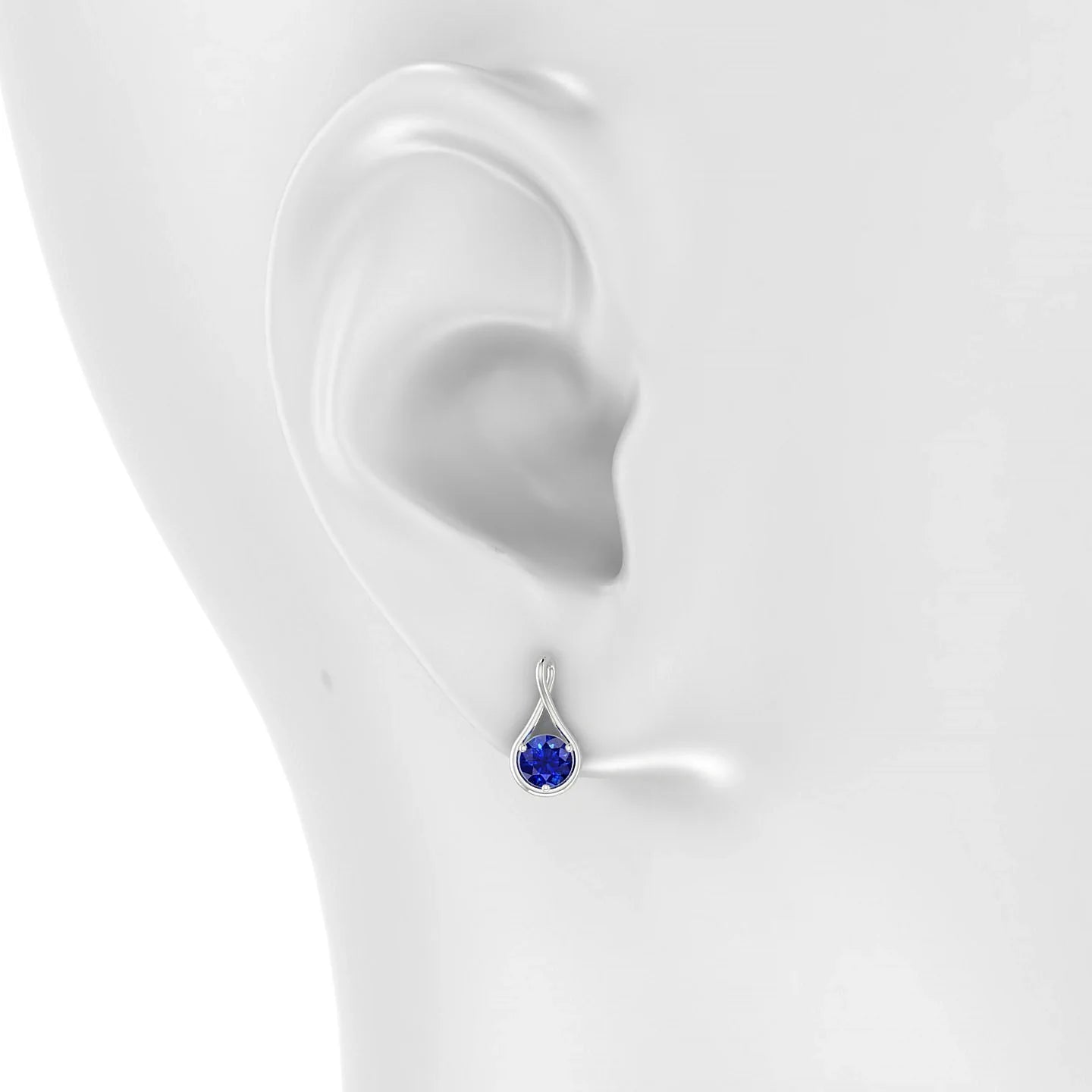Loop | 18k White Gold 4.5 mm Round Sapphire Earrings