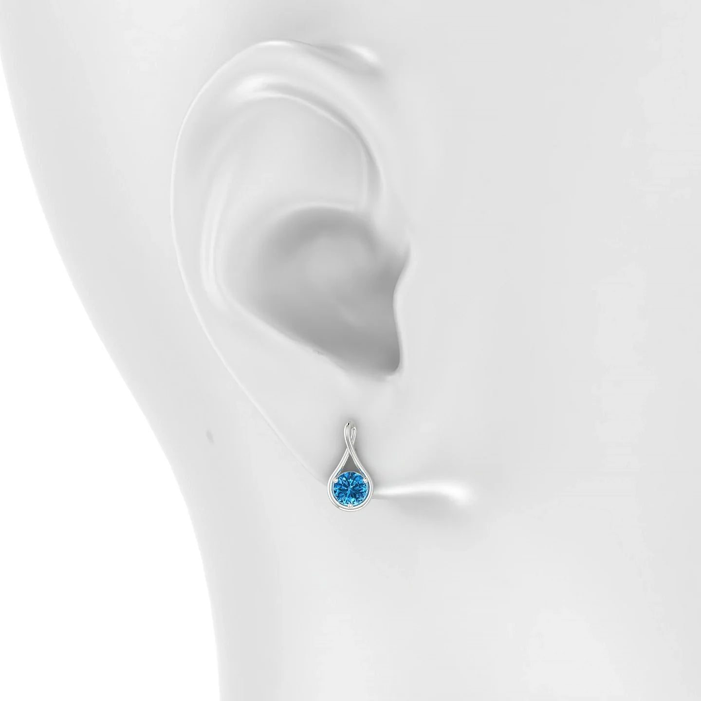 Loop | 18k White Gold 4.5 mm Round Topaz Earrings