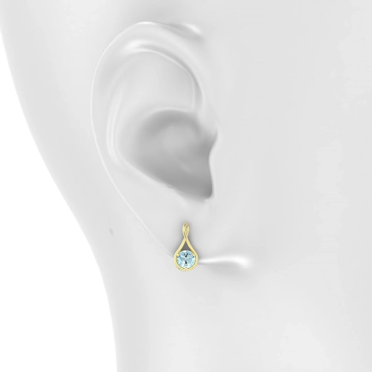 Loop | 18k Yellow Gold 4.5 mm Round Aquamarine Earrings