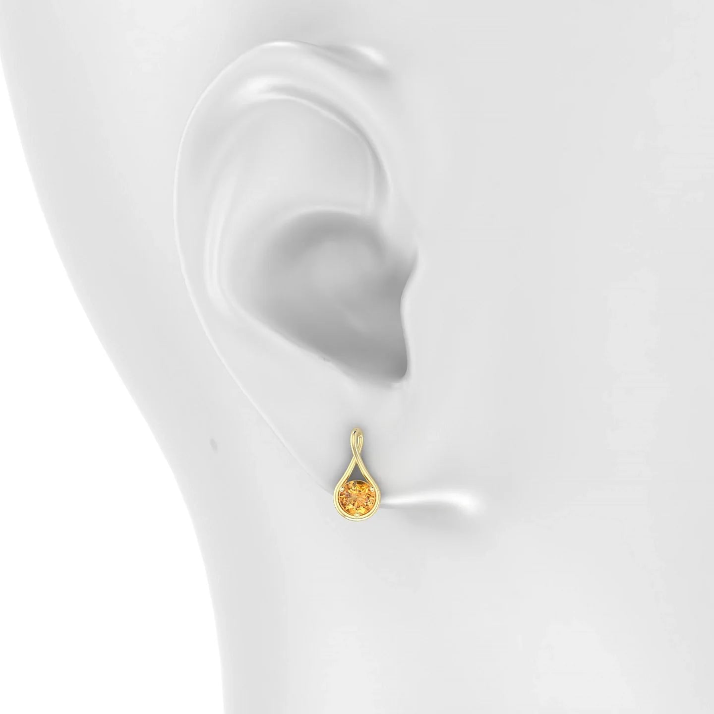 Loop | 18k Yellow Gold 4.5 mm Round Citrine Earrings