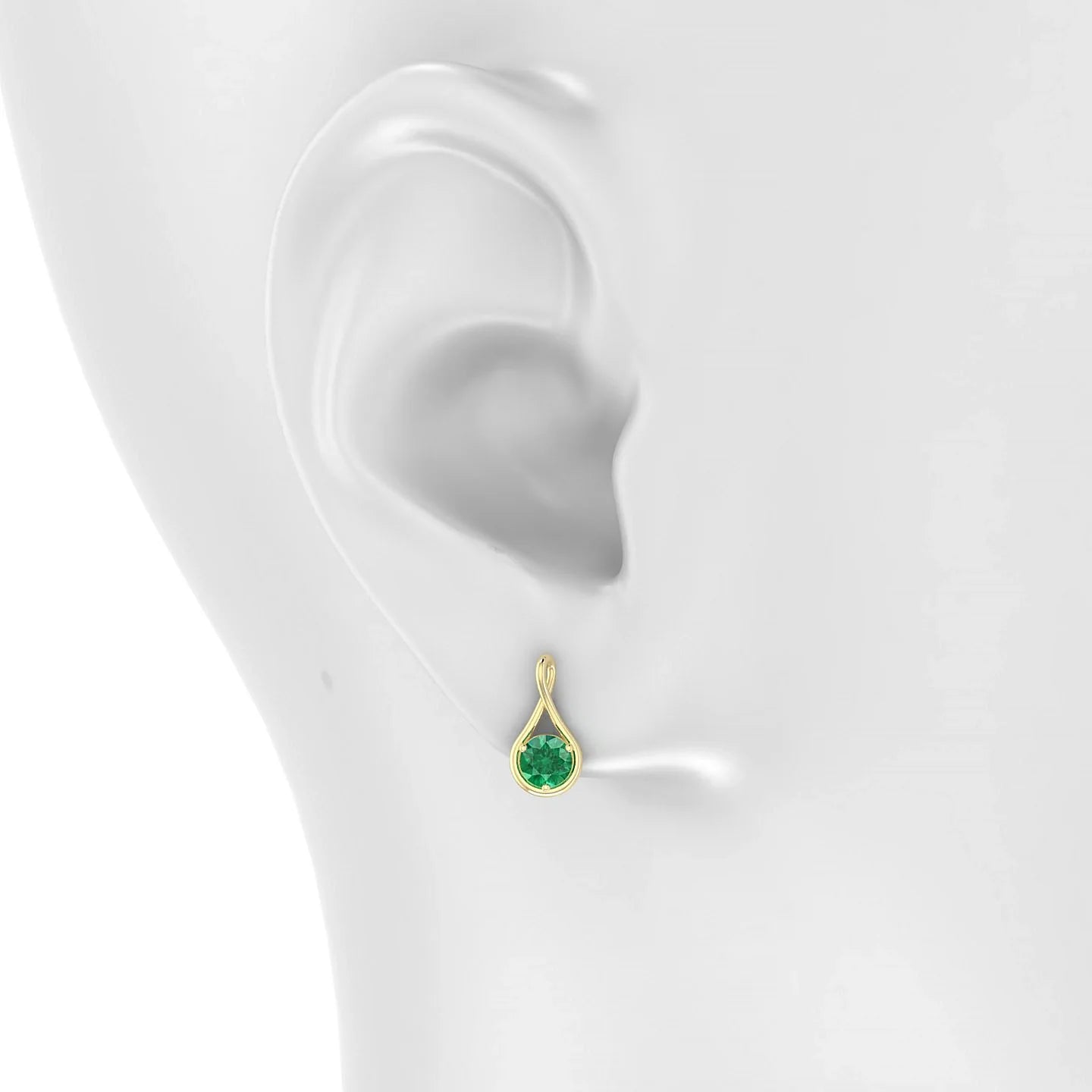 Loop | 18k Yellow Gold 4.5 mm Round Emerald Earrings